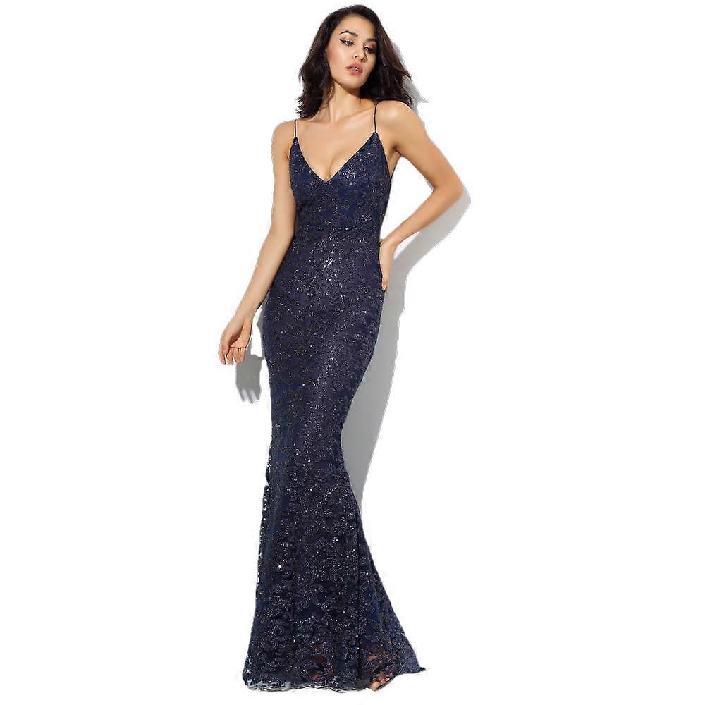 Floral Deep V-neck Open Back Long Dress