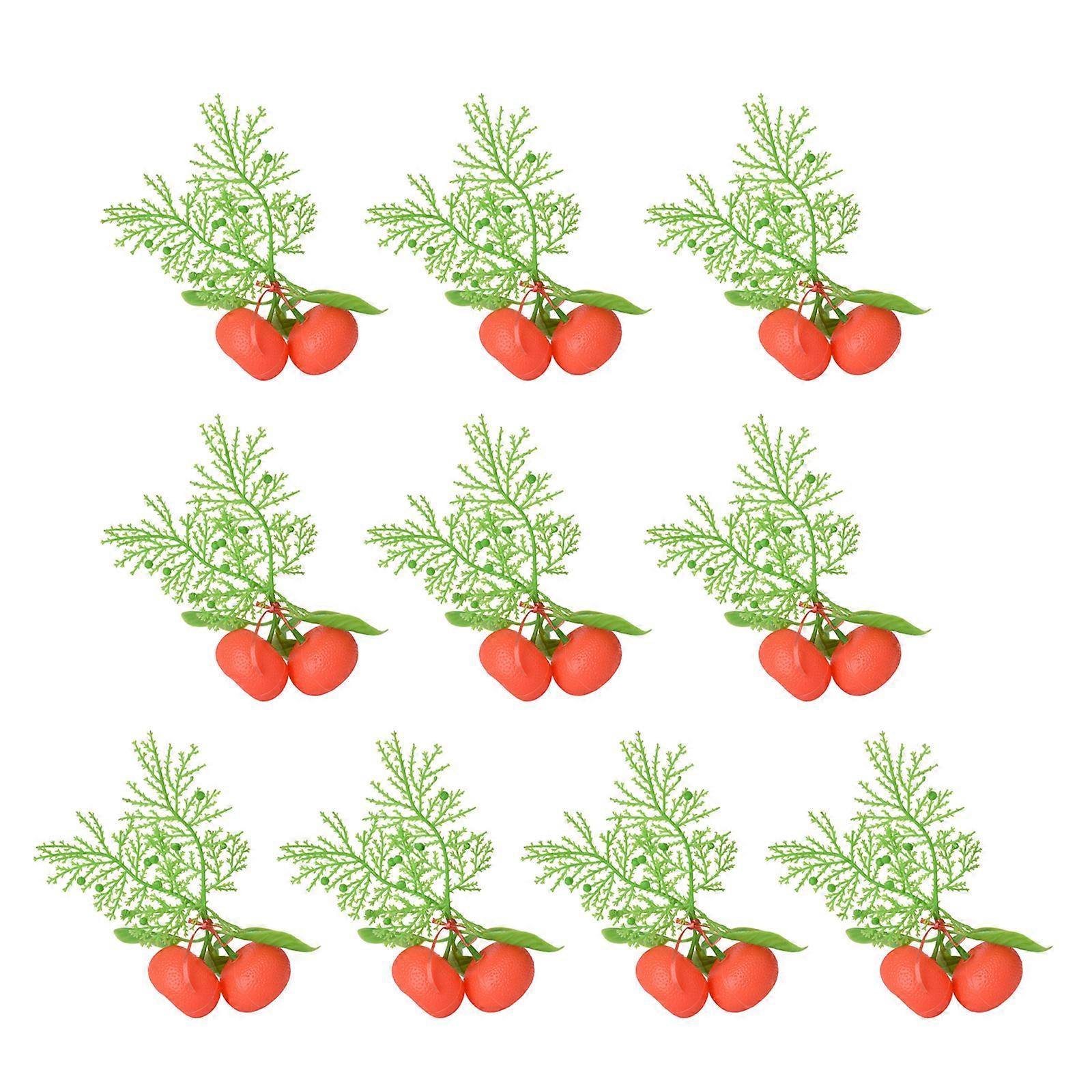 10Pieces Simulation Orange Model with Leaf Realistic Artificial Tangerines Model for Display Home Decoration Photography S
