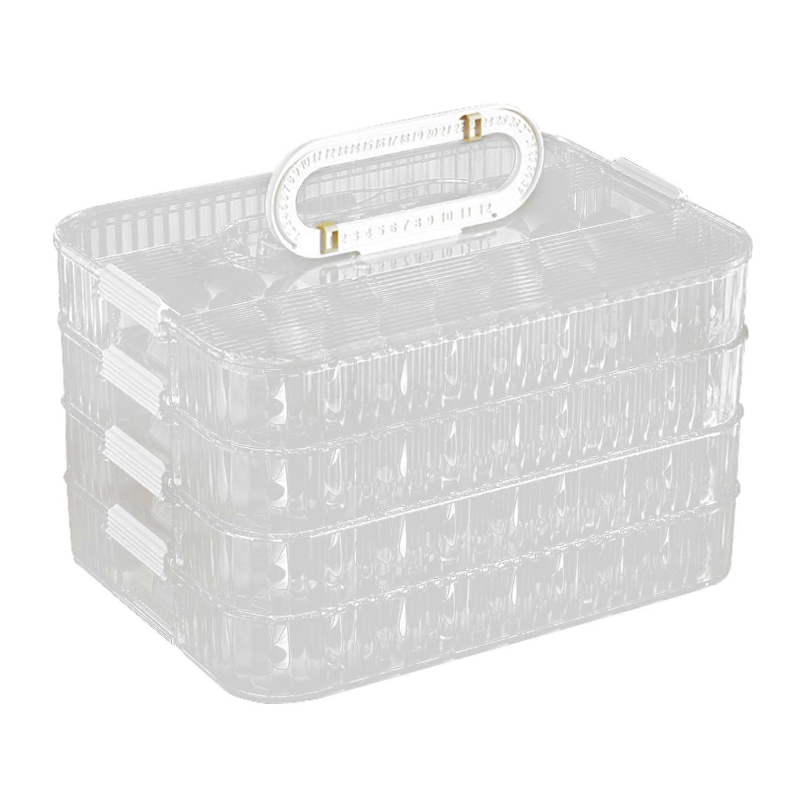 Dumpling Storage Container with Lid Sealed Crispers Freezers Food Storage Preservation Box Kitchen Organization Tool  Transparent white