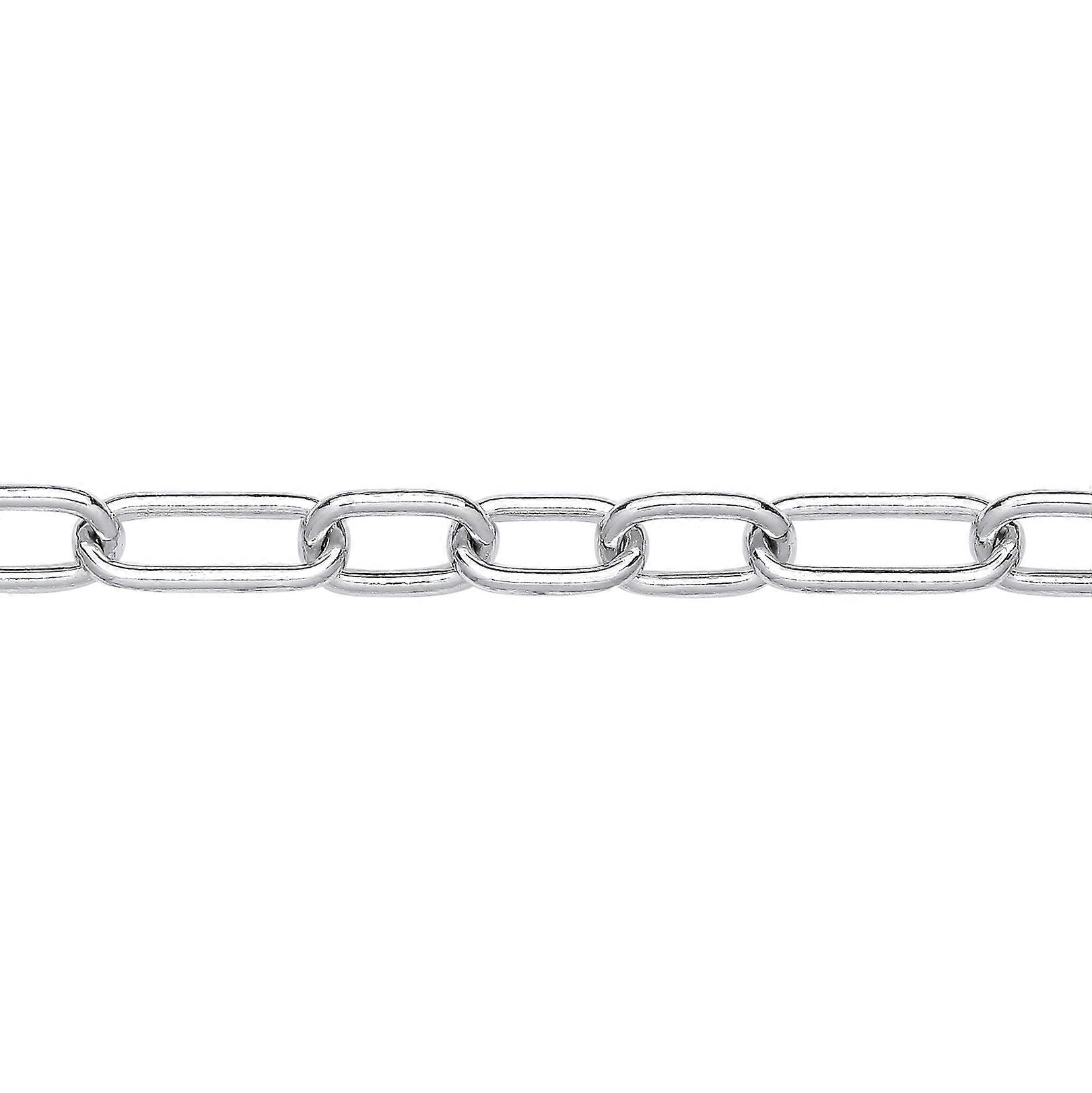 Jewelco London 女士镀铑纯银粗大椭圆丸纸夹链条项链 8mm 20 英寸 50cm