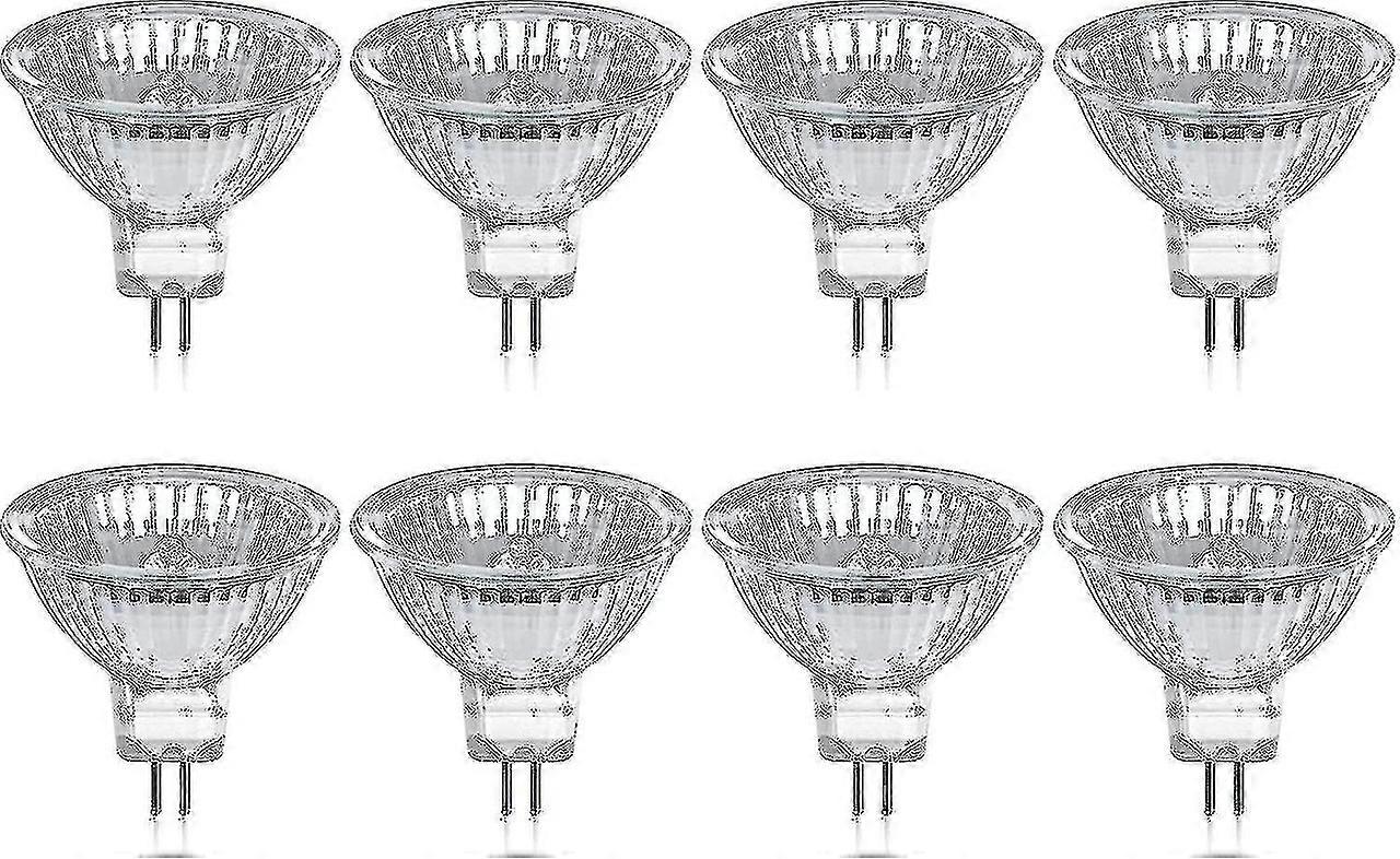 Lot de 8 ampoules halogènes GU5.3 MR16 35 W 12 V à intensité variable - Blanc chaud 2 800 K, 400 lumens, cache en verre