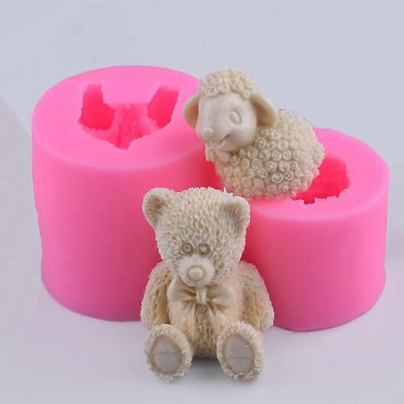 DIY baking mold 3D simulation cute bear and lamb fondant silicone mold mousse chocolate mold