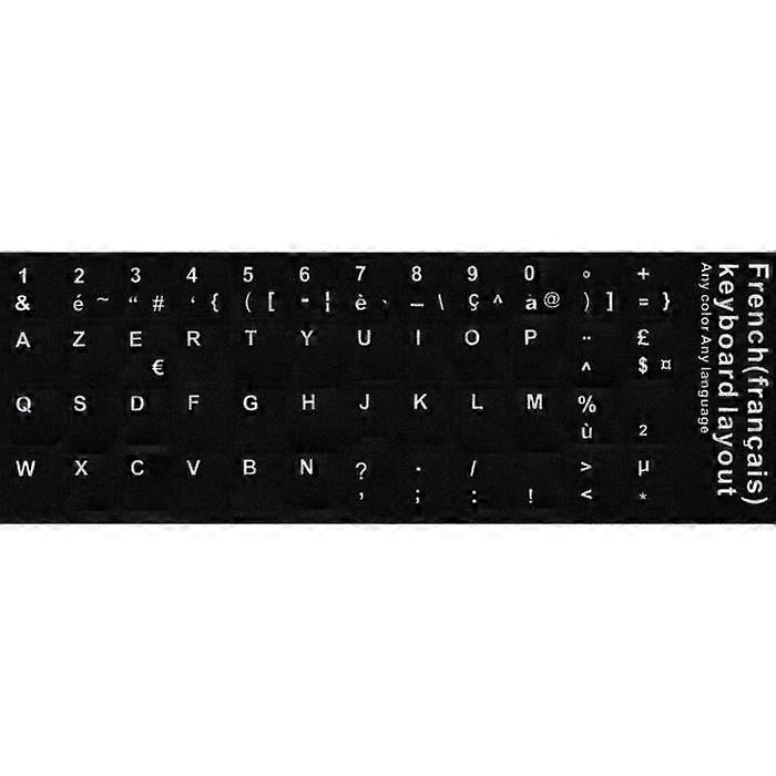 Keyboard Sticker - Unspecified - AZERTY - 48 stickers - White characters - Wired