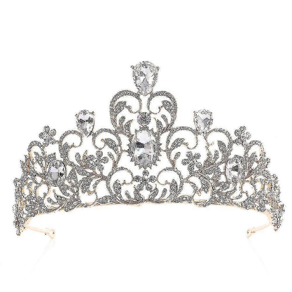 Bridal Headpiece, Elegant Crown with Sparkling Rhinestones and Intricate Scroll - Work Design for Wedding