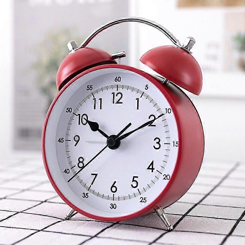 Analog Alarm Clock, 4 Inch Round Alarm Clock Non Ticking, Super Silent Alarm Clock, Simple Stylish Design for Desk/Bedroom