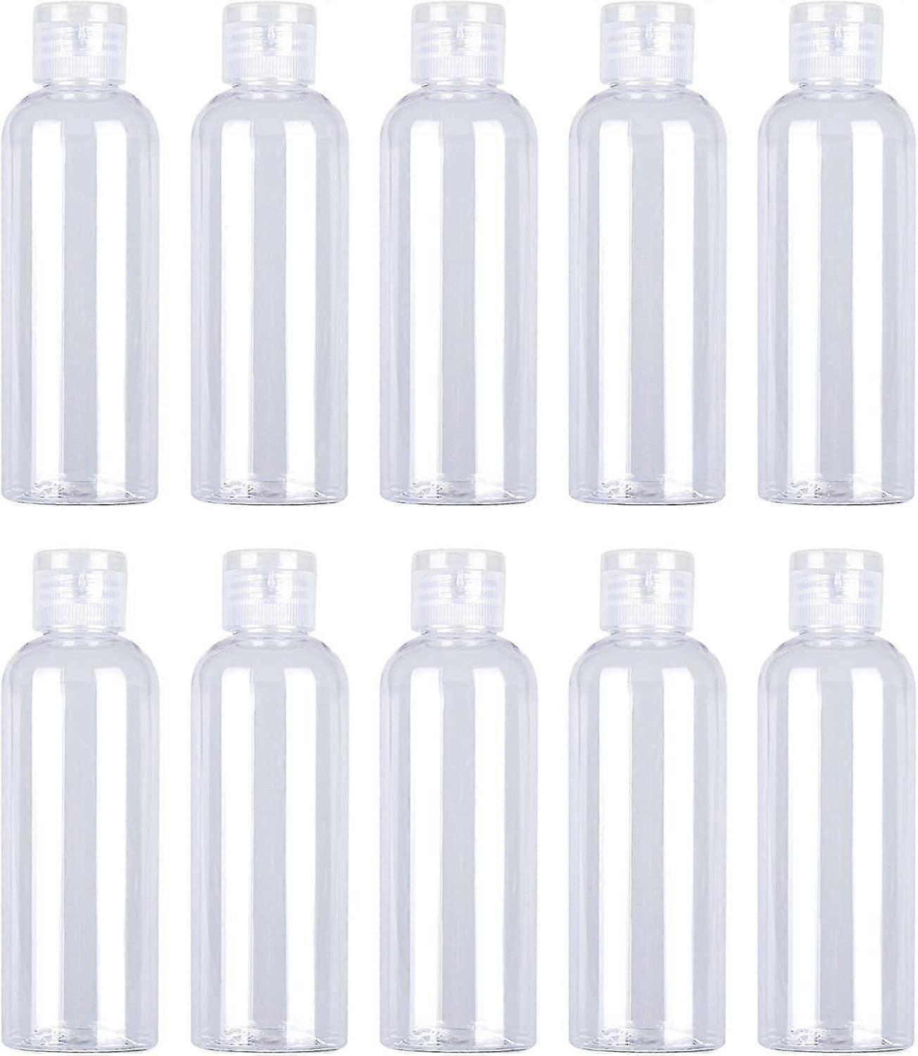 100ml Clear Travel Bottles Empty Transparent Flip Cap Bottles Plastic Travel Bottles With Labels For Travel Or Cosmetic10 Pcs