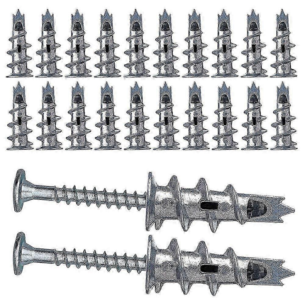40 Pcs Metal Self Drive Anchor Plasterboard Dowels With Screws 4.5 X 35mm For Single-layer And Double-clad Plasterboar