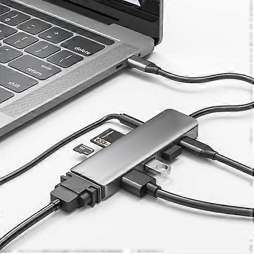 ZRUXE HB-163 8 in 1 PD + HDMI + VGA + AUX + USB3.0 + USB2.0 + SD + TF auf USB-C / Typ-C Adapter