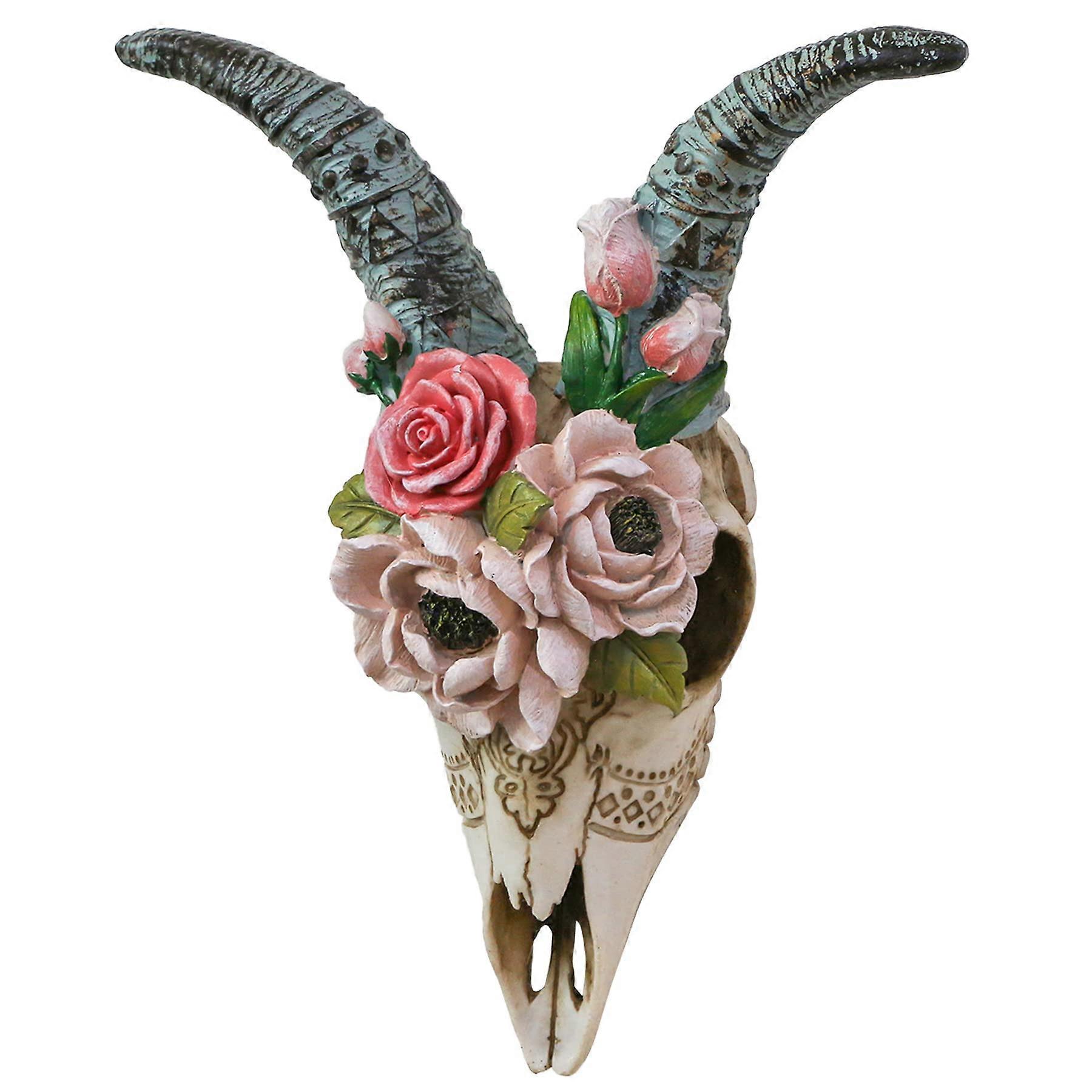 Animal Ram Skull Wall Decor - Rustic Home Decor - Large Size - High-Quality Resin Material - Unique Bohemian Style