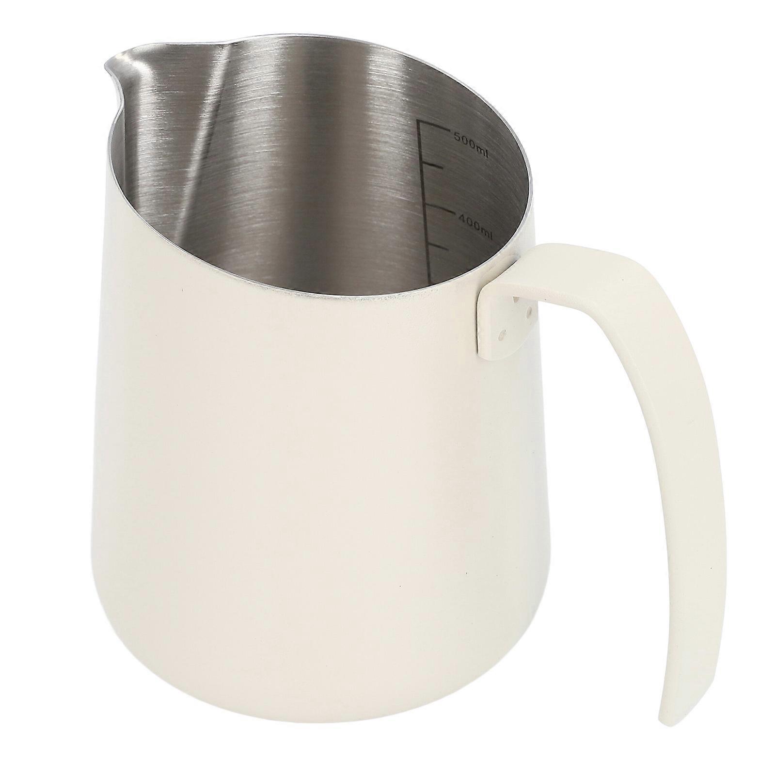 Milk Frothing Pitcher 304 Stainless Steel Creamer Cup Latte Art Coffee Steaming Pitcher with Slant Spout and Scale for Cafe Kitchen
