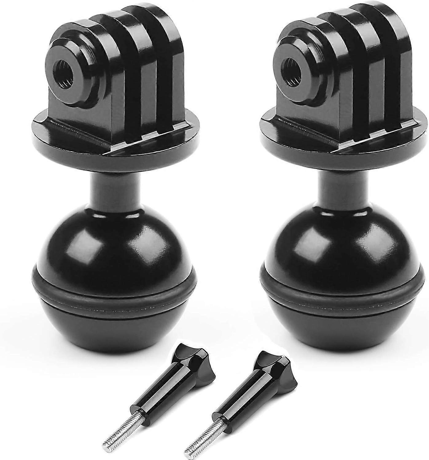 2pcs 1'' Diameter Ball Mount CNC Aluminum Alloy Tripod Adapter Compatible for Gopro13 and Other Action Camera