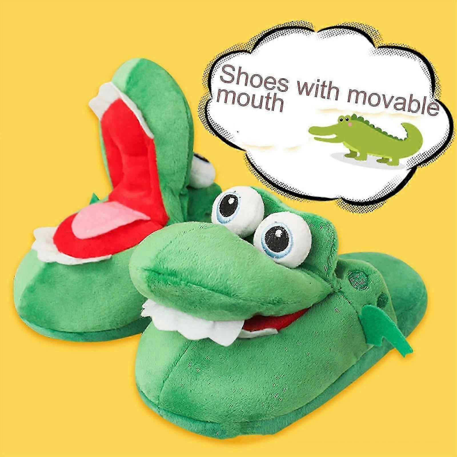 Crocodiles Plush Slippers With Open Mouth Cotton Slippers With A Moving Mouth-DF,pyc