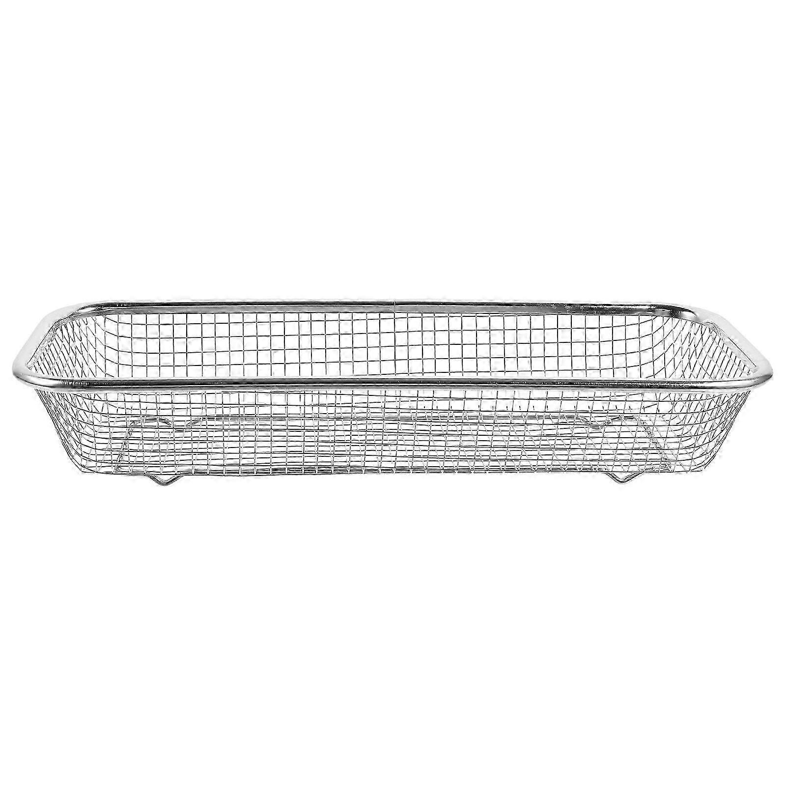 1PC Thickened Stainless Steel Drain Basket Sieve Fruit and Vegetable Basket Multi-Purpose Drain Basket for Home Kitchen (Size S, 31x12x5.5cm)
