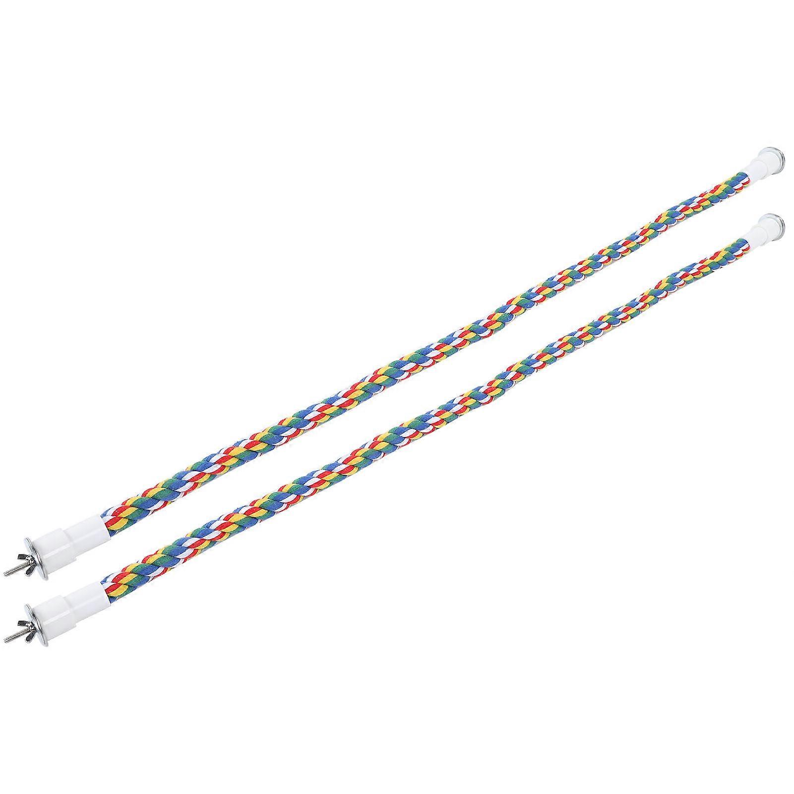 2Pcs Bird Rope Perches 80CM Handmade Colorful Chew Toy Parrot Swing Spiral Stand for Birds