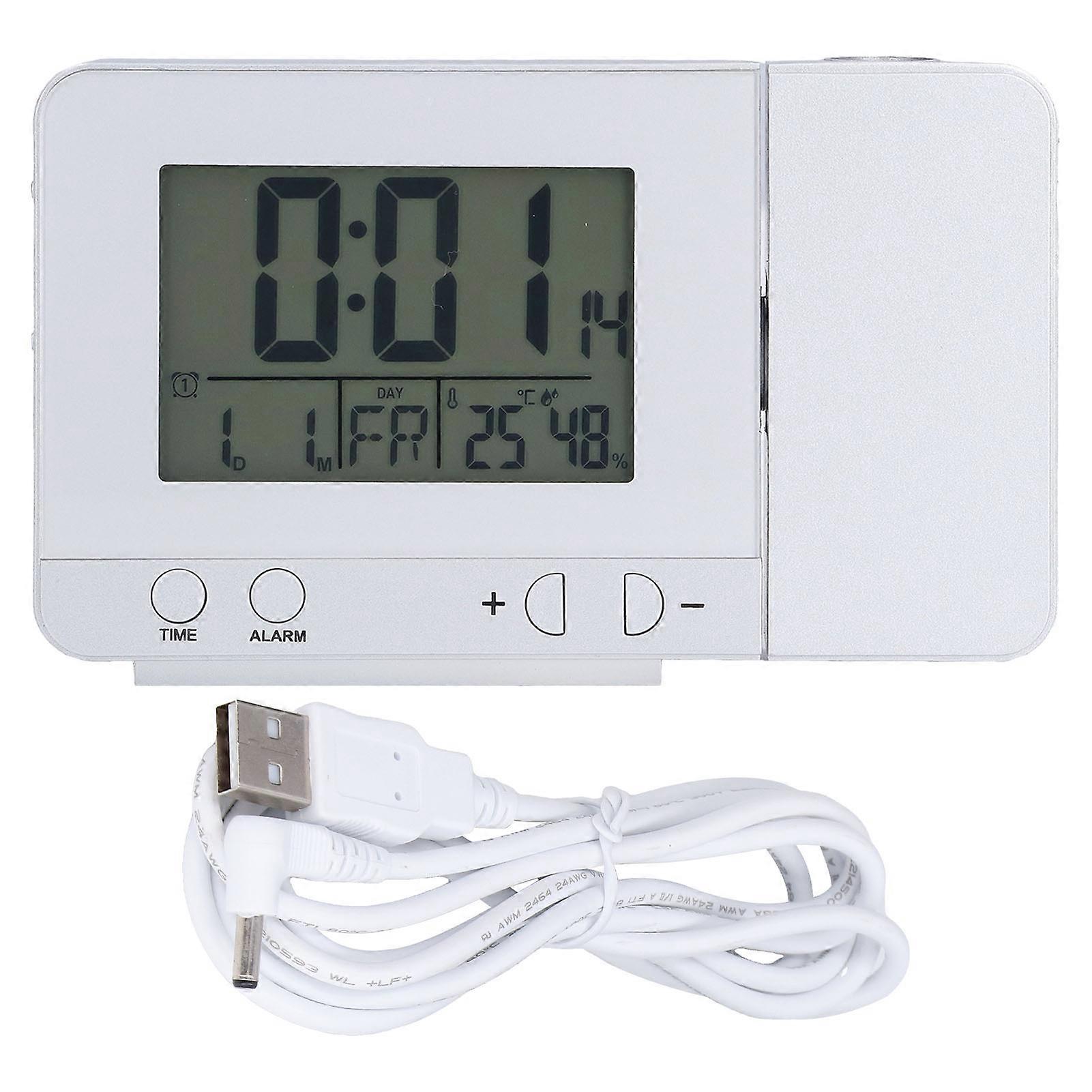 Projection Alarm Clock Backlit Display USB Charging Multifunctional Clock With Time Temperature Projection