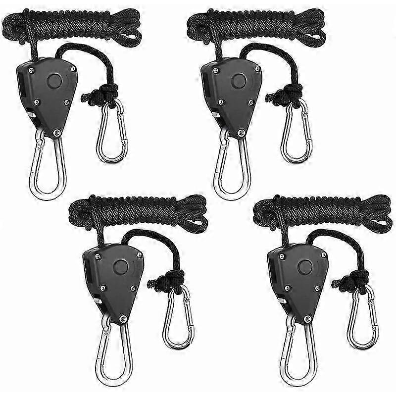 4 Pcs Pulley Ratchets Heavy Duty Rope Clip Hanger Adjustable Lifting Pulley Lanyard Hanger Kayak And Canoe Boat Bow Rope Lock Tie Down Strap
