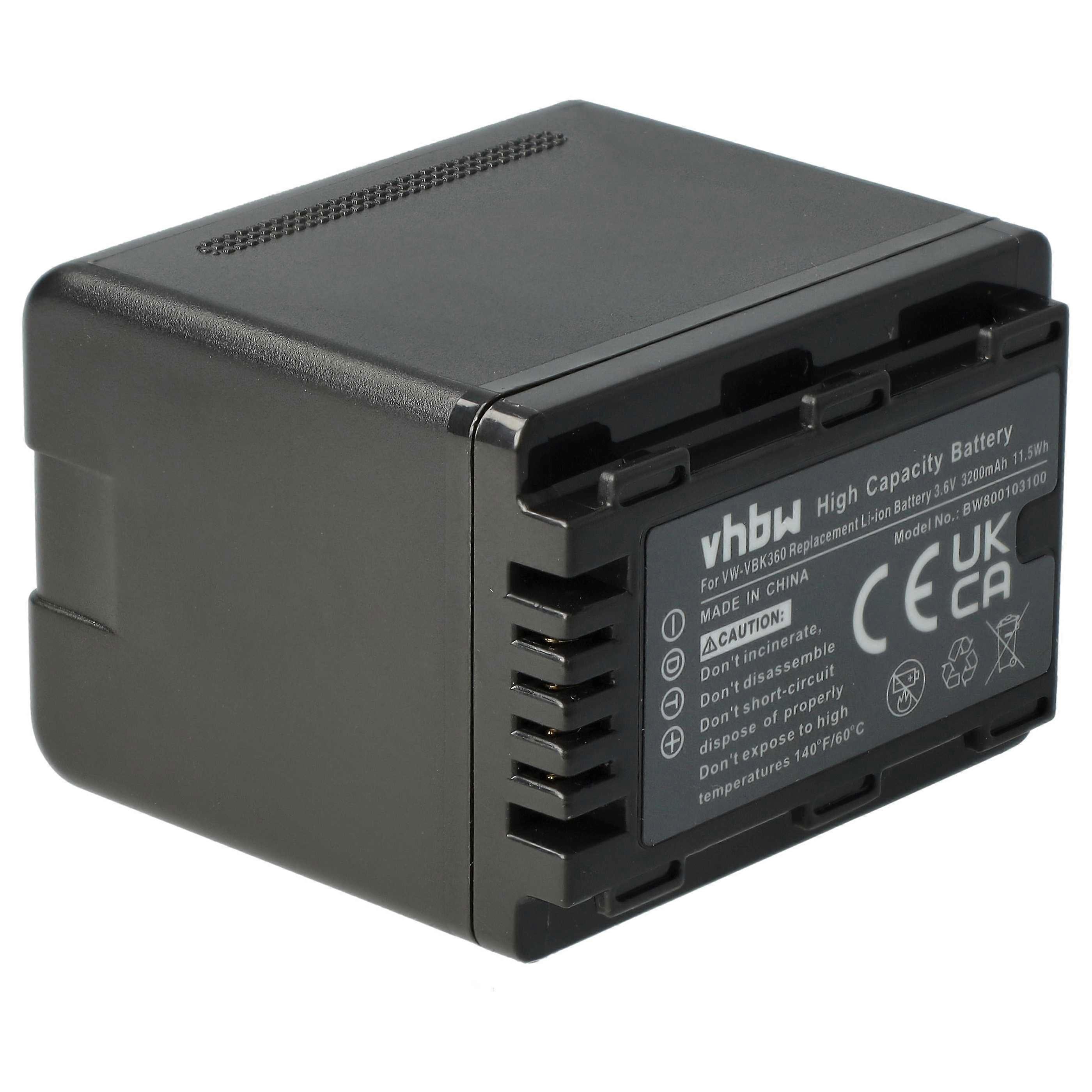 vhbw Baterie compatibilă cu Panasonic HC-V500EG-S, HC-V700M, HC-V700, HC-V500M, HC-V500EG-K Cameră video Cameră video (3200 mAh, 3.6 V, Li-Ion) + Infochip