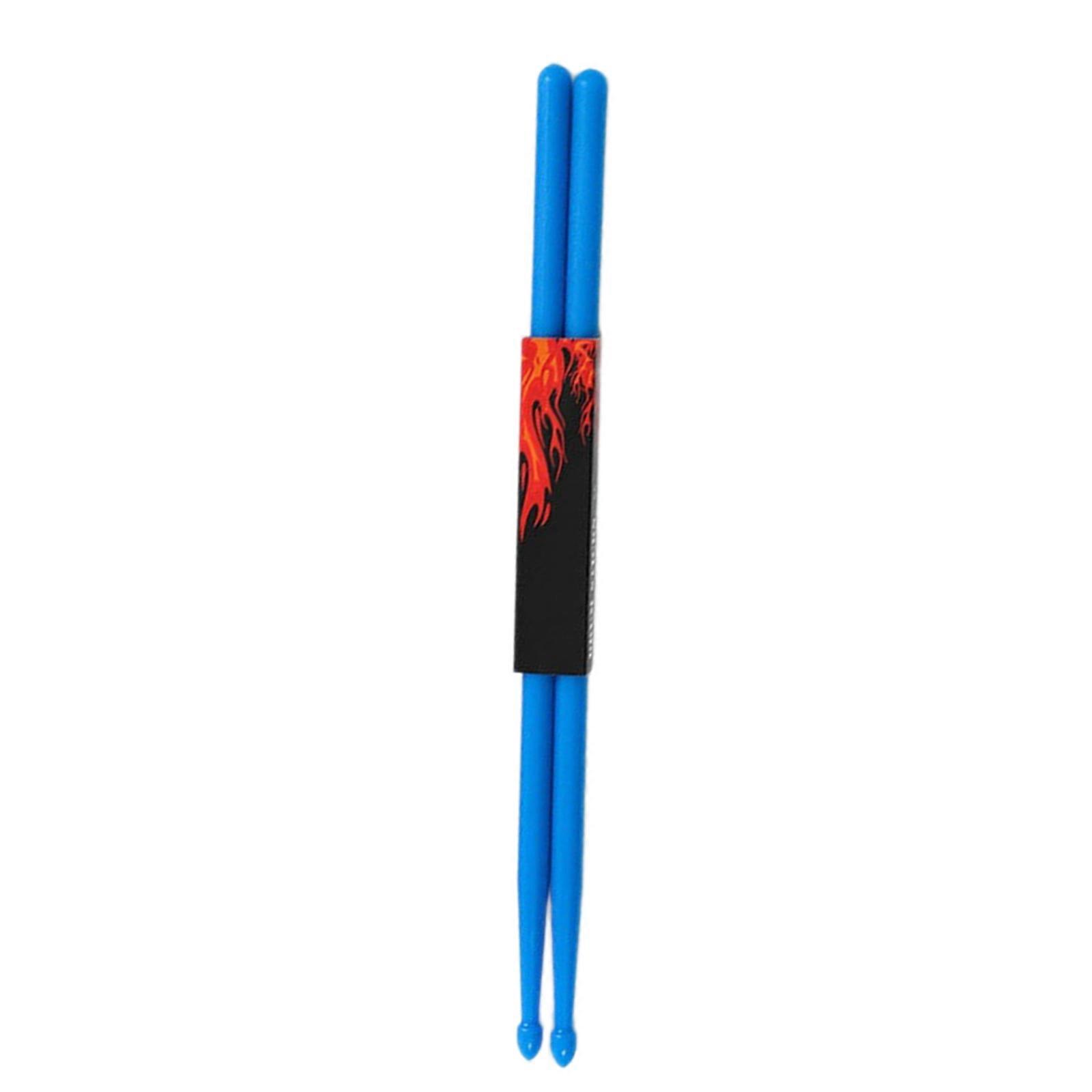 1 Pair Drum Stick Set Musical Instrument 5A Drumsticks, Luminous Solid Nylon Plastic Drum Stick for Kids and Adults Blue