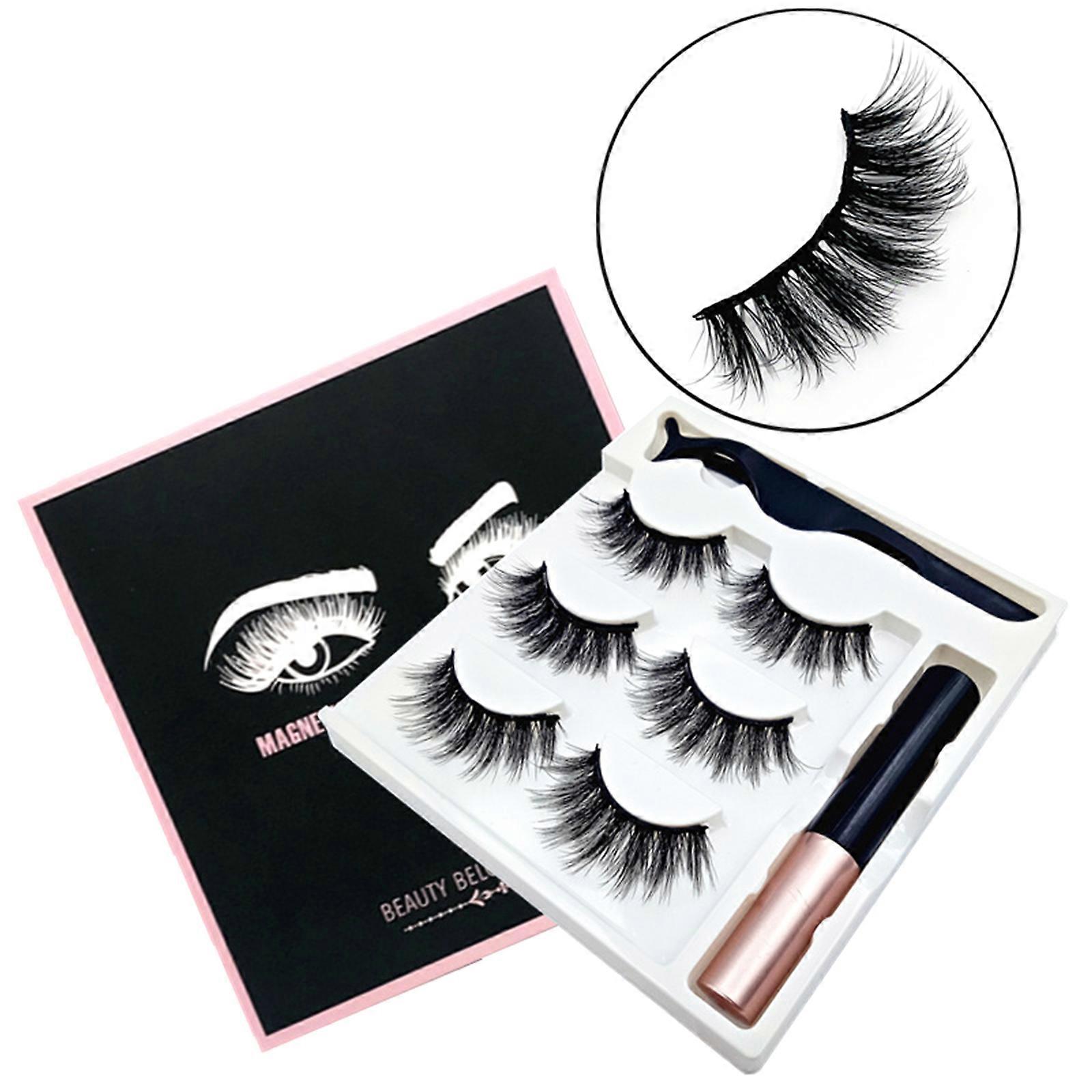 Magnetic Eyelashes and Eyeliner Kit 3 Pairs Reusable Magnetic Lashes with Eyeliner 3D Natural Look False Eyelashes