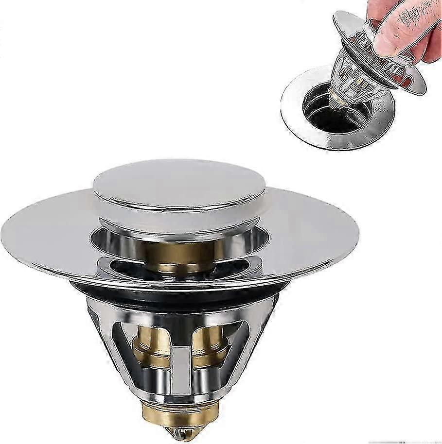 Drain Stopper, Universal Sink Drain Plug with Durable Metal Construction, Easy - to - Install and Seals Tightly for Bathroom and Kitchen Sinks