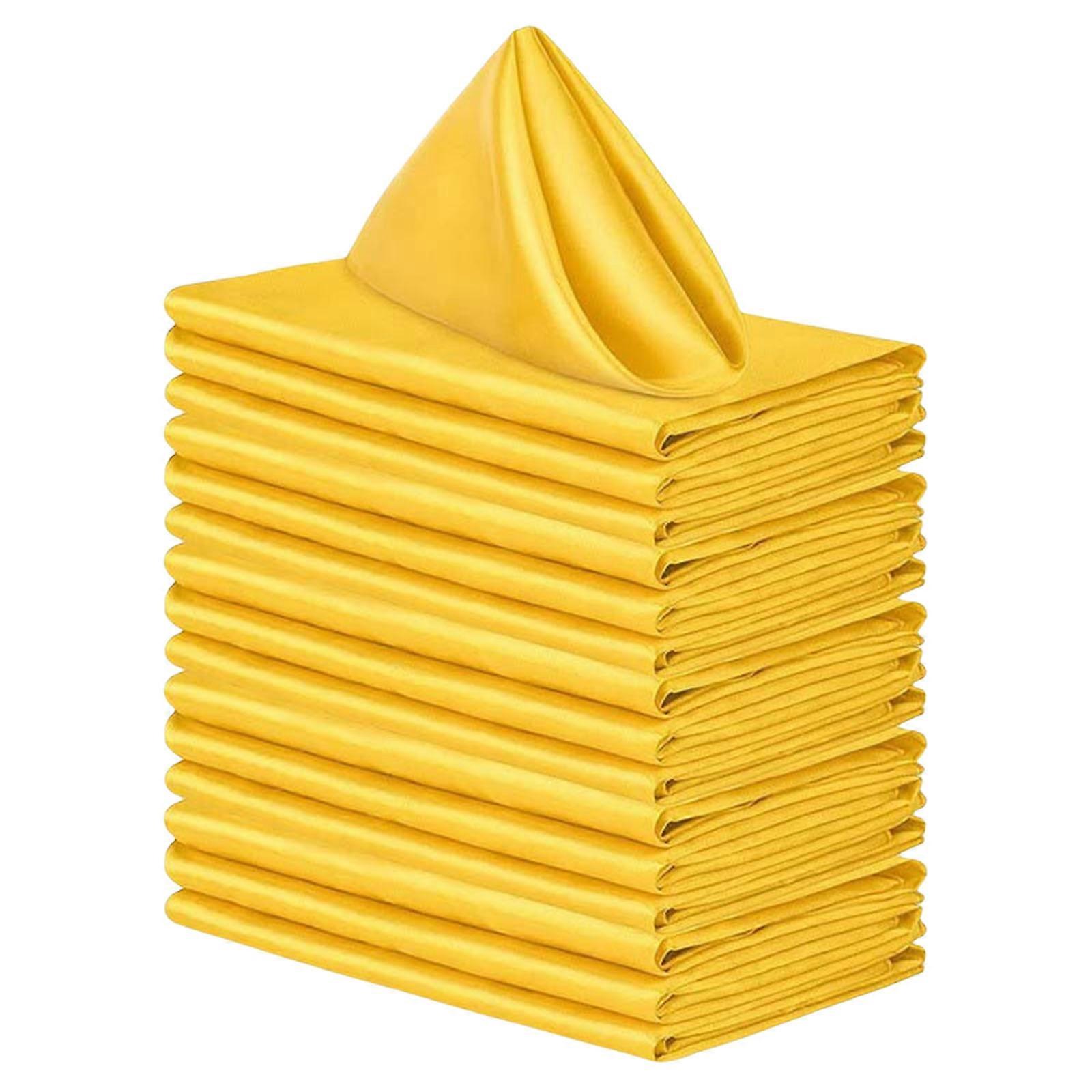 10Pcs Cotton Dinner Napkins Soft Absorbent Comfortable Square Napkins for Event and Regular Use Yellow