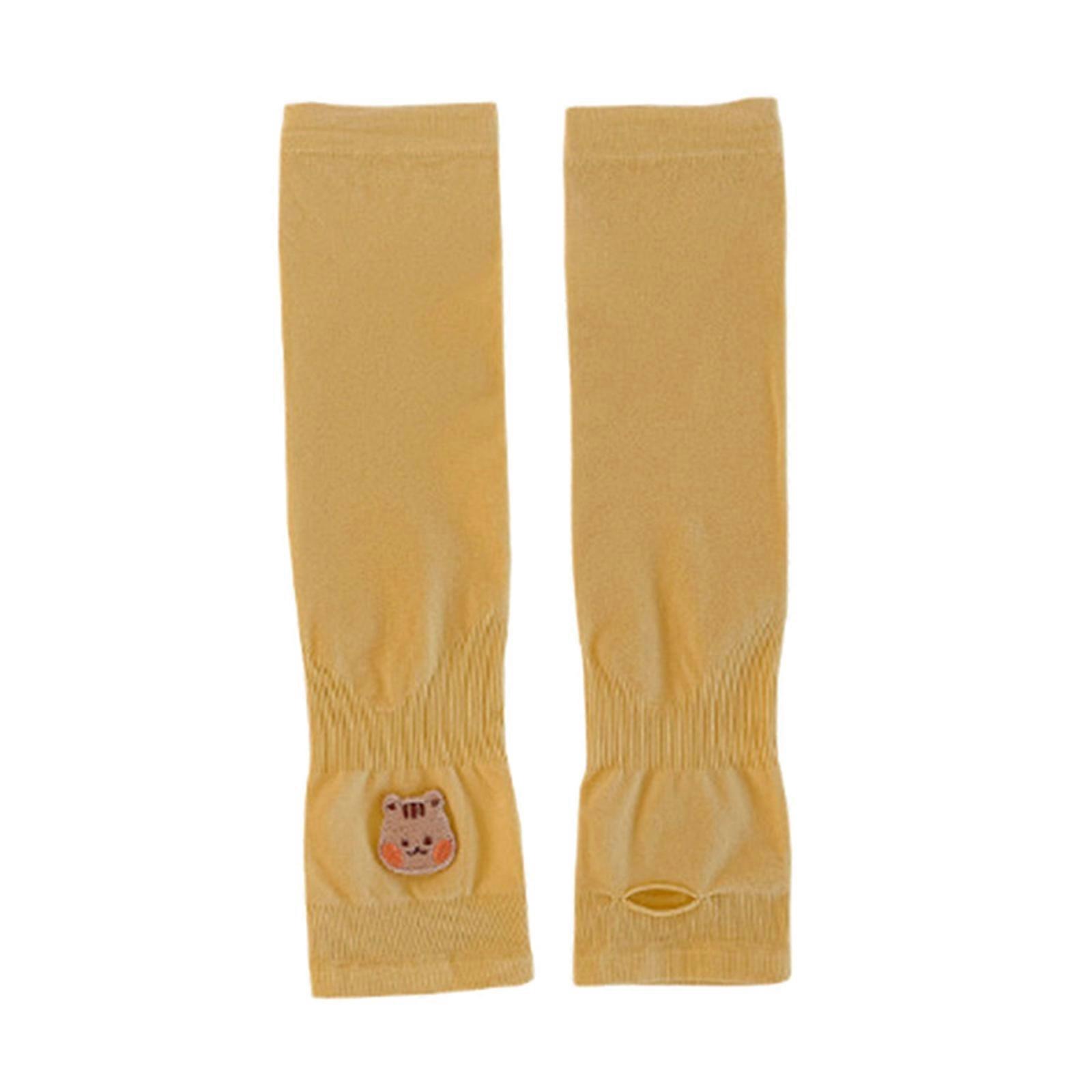 2 pièces enfants UV protection solaire manchons de bras pour enfants 4-12 ans Housse de refroidissement respirante douce avec trou pour le pouce écureuil jaune