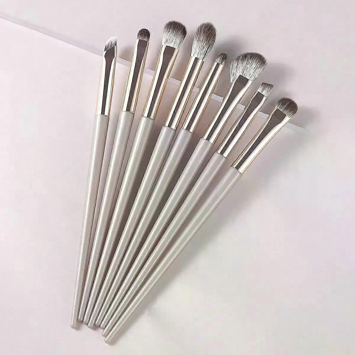 Champagner Silber Tragbares Augen-Make-up-Pinsel-Set, 8 Stück / Packung