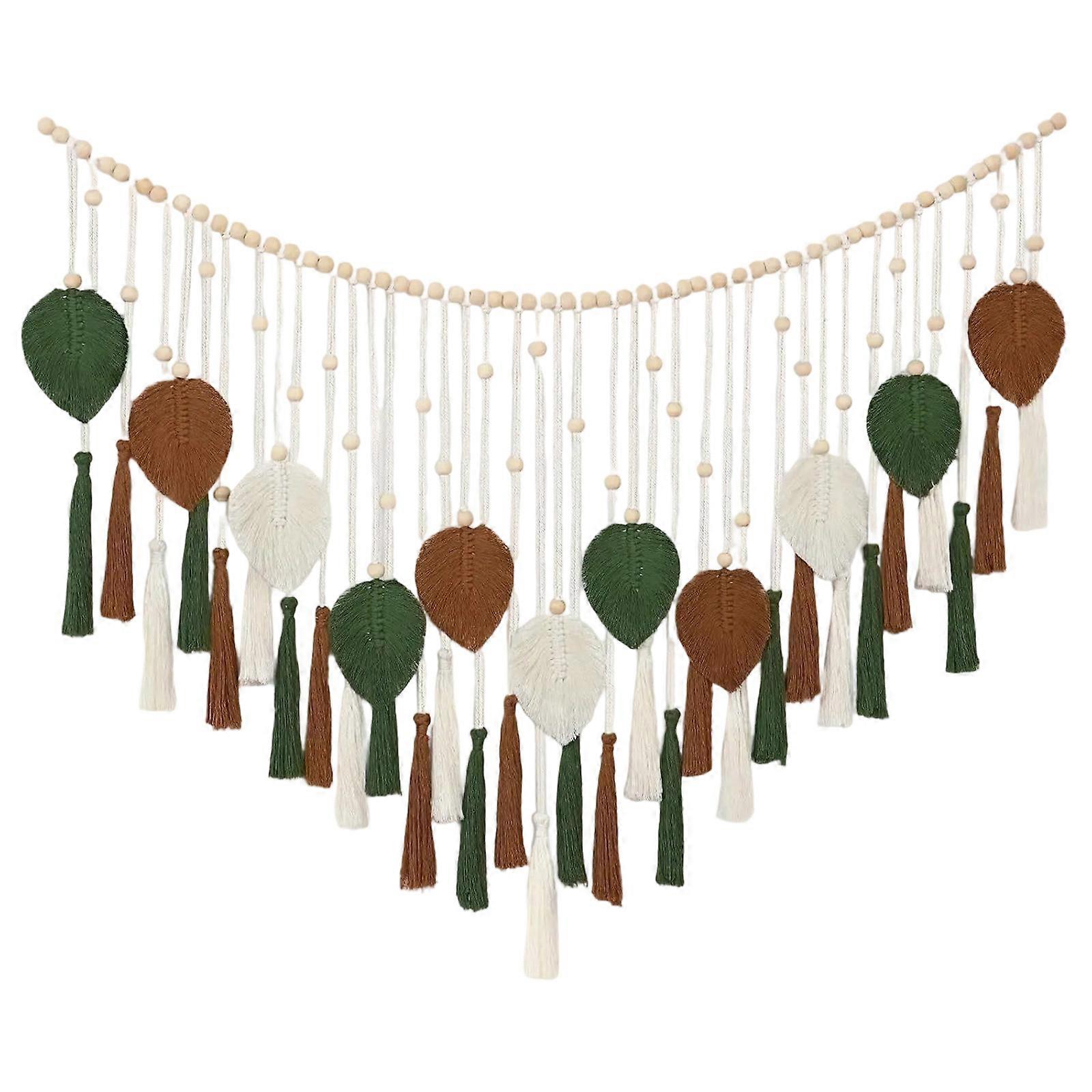 Elegant and Colorful Macrames Wall Cotton Rope Leaf Tapestry Ideal For Adding Nature Touch To Any Room Backdrops  Green Coffee Series