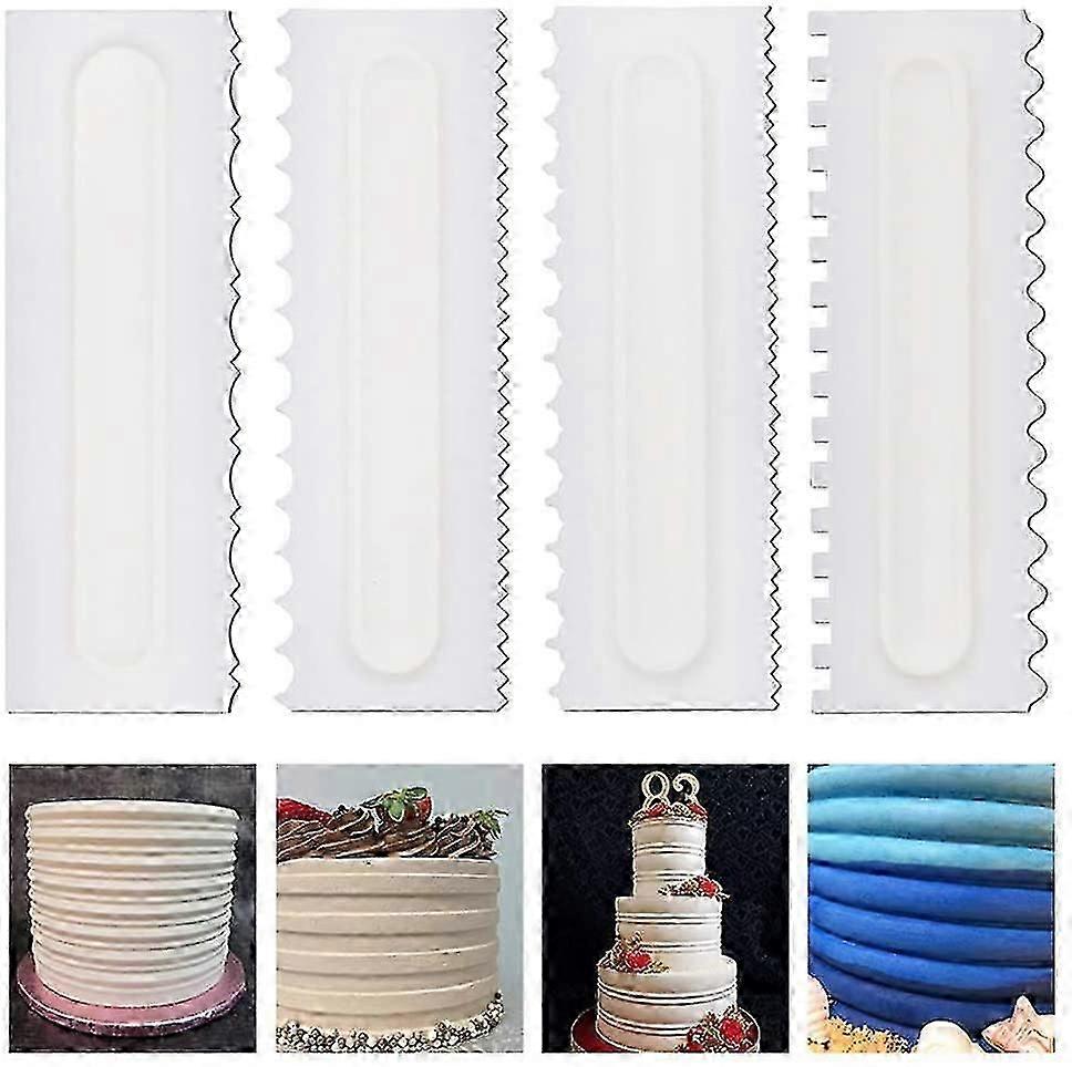 4 Pieces/set Cake Scraper Decorating Plastic Serrated Comb Mousse Cream Cake Edge Tool Plastic