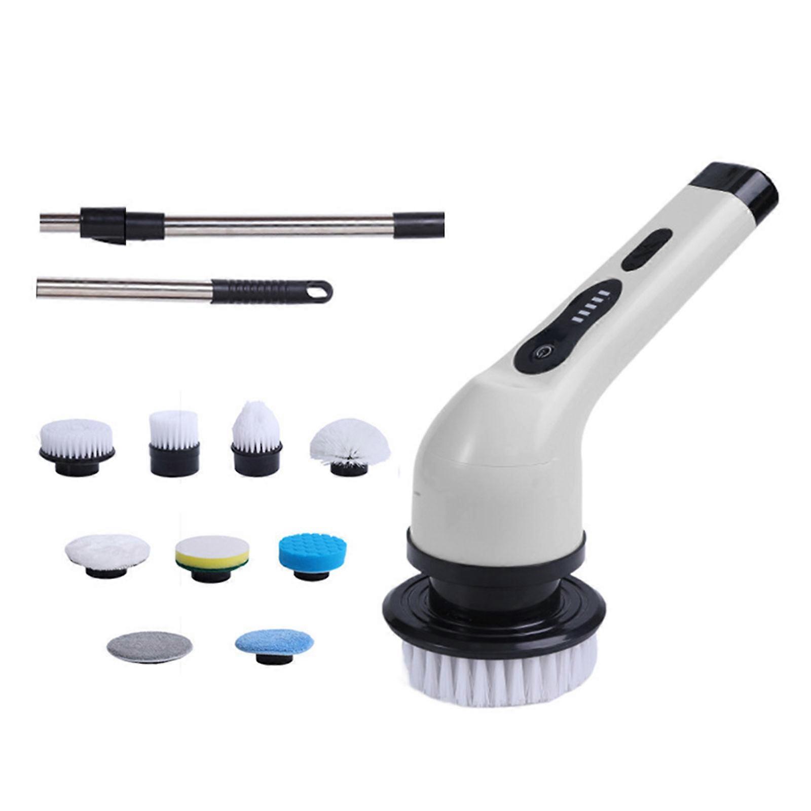 Electric Spin Scrubber Cordless Scrubber with 6/9 Replaceable Scrubber Heads Extension Handle Shower Cleaning Brush
