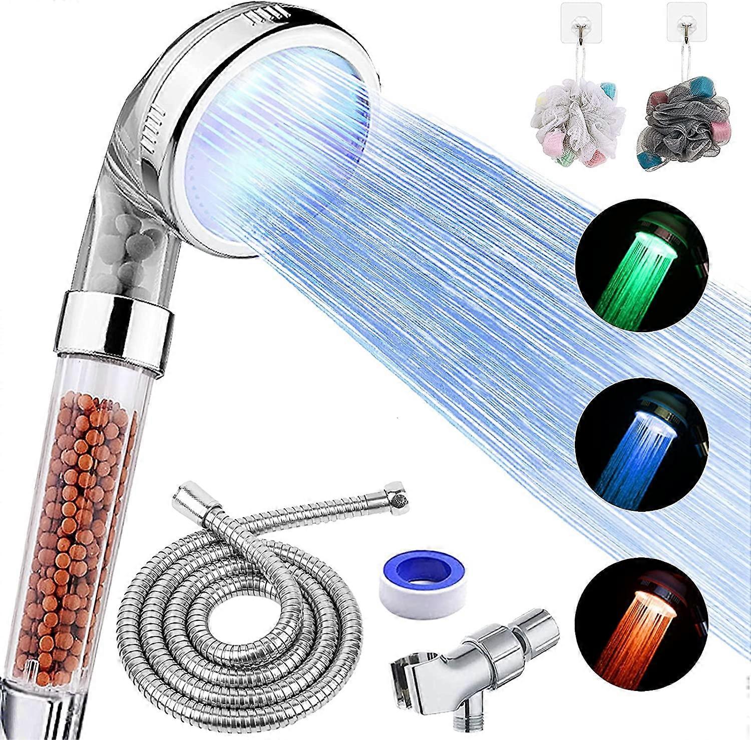 Hand Type LED Shower Title, Hose, Tutuculu and PTFE band high pressure shower head