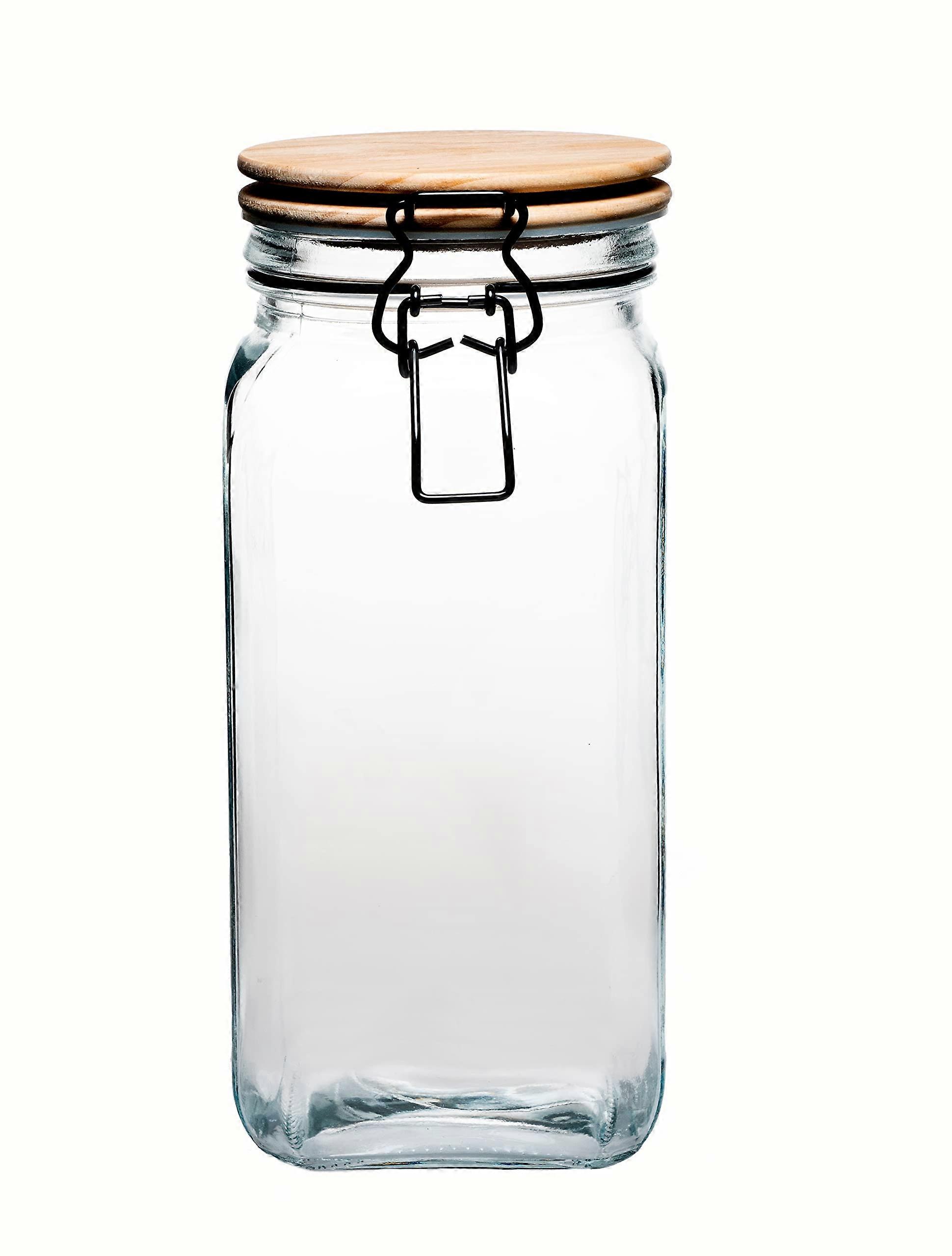 Glass Canister 60-Ounce with Hermetic Seal and Wood Lid for Airtight Kitchen and Pantry Storage