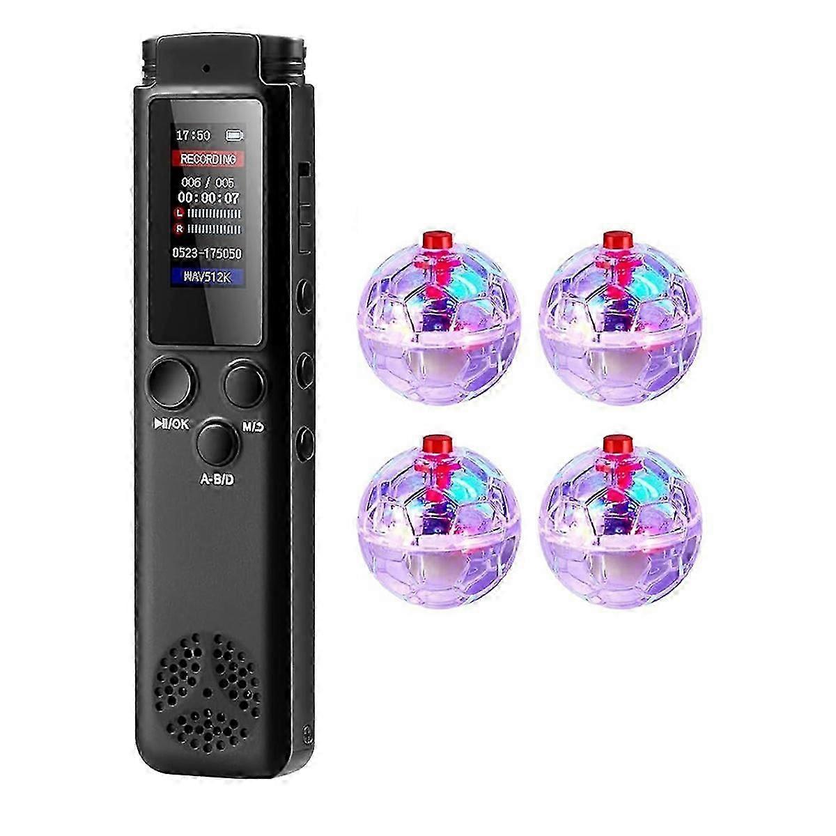 5Piece Kit 64 GB Digital Voice Recorder with 4 LED Cat Ball Motion Activated Cat Ball Toy Voice Activated Voice Recorder