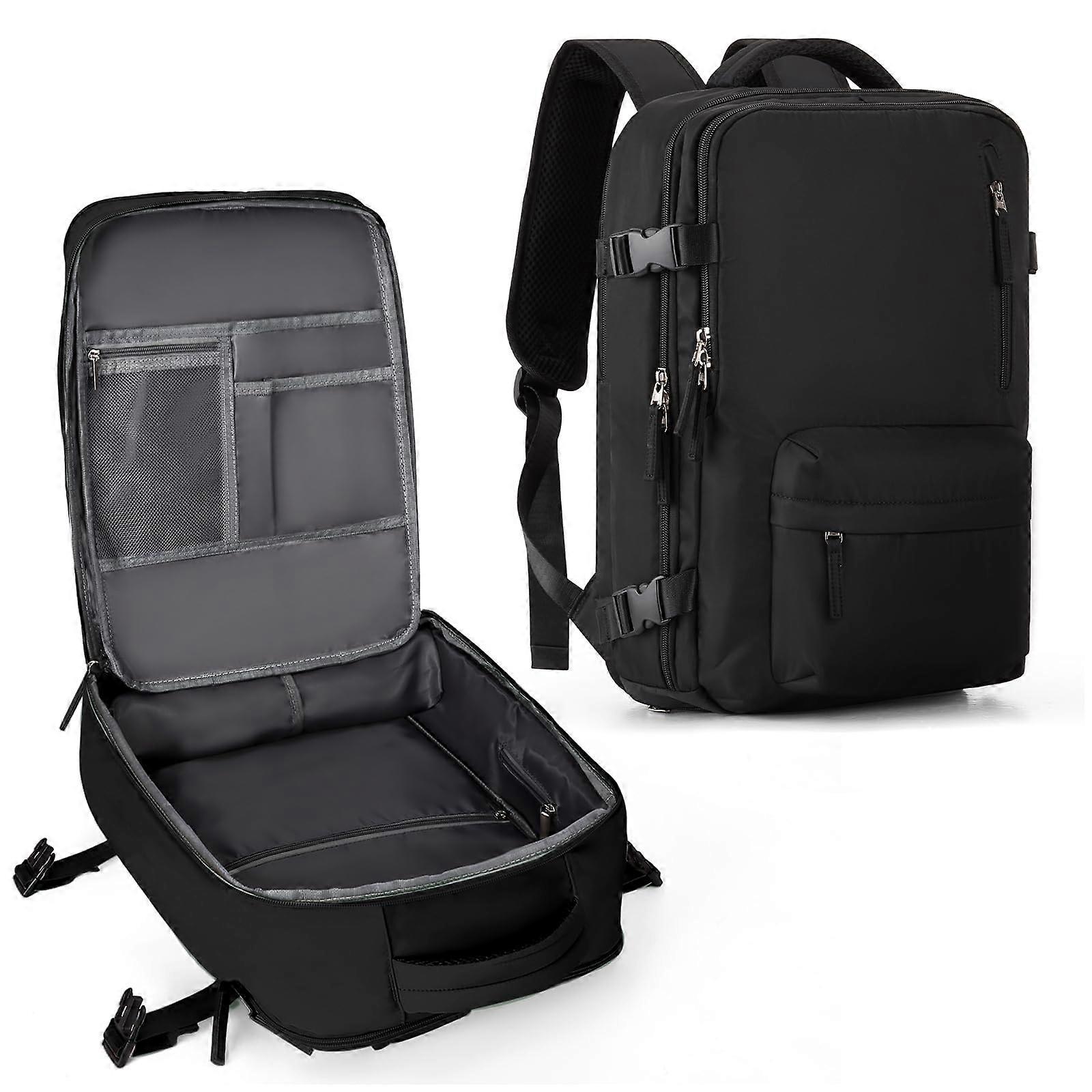 Large Travel Backpack Carry on Flight Approved Laptop Work Backpack Business for Women Men Mochila de Viaje A1-black Large