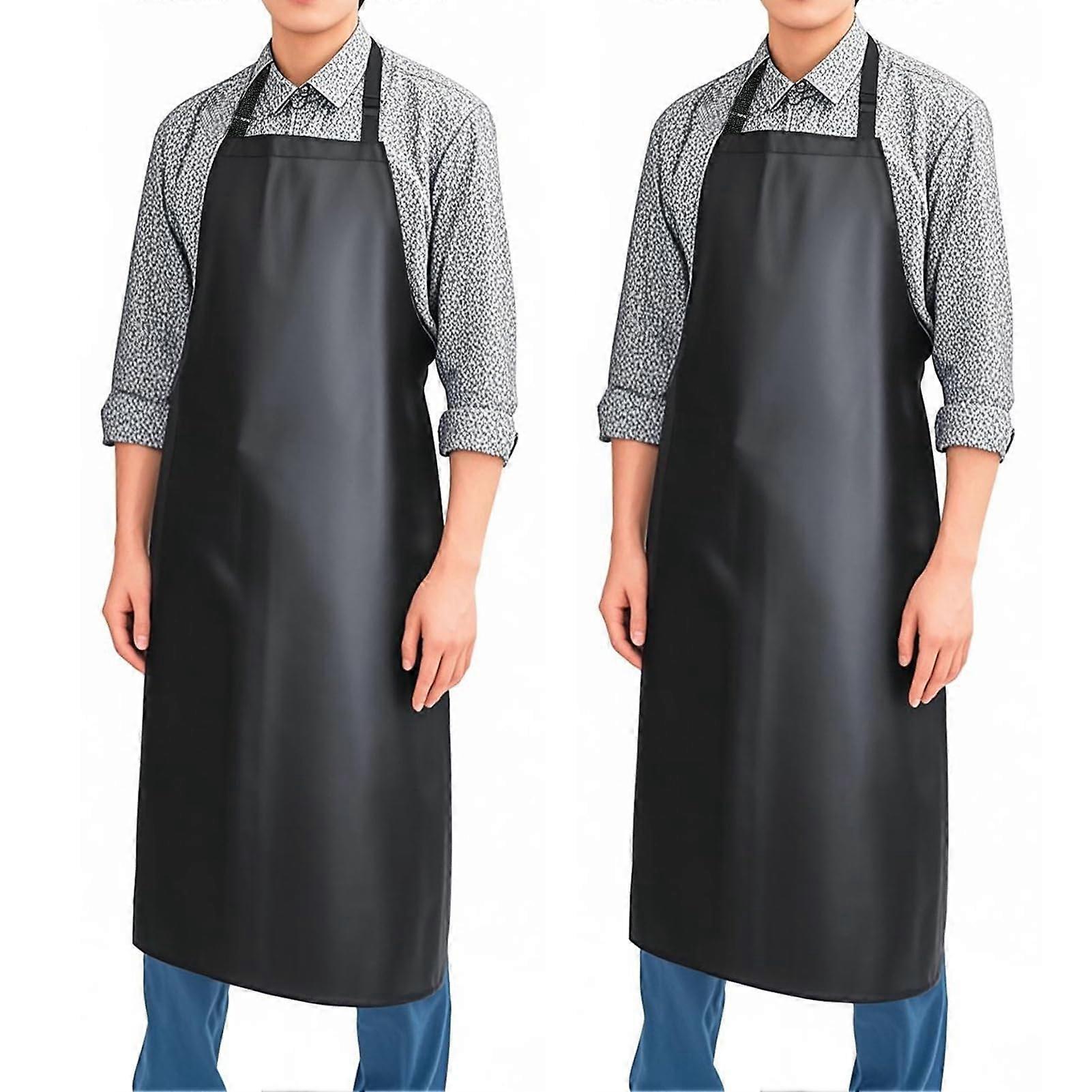 2-Piece Waterproof Rubber Vinyl Apron 36.6 Inch for Kitchen, Lab, Butcher, and Dishwasher Use
