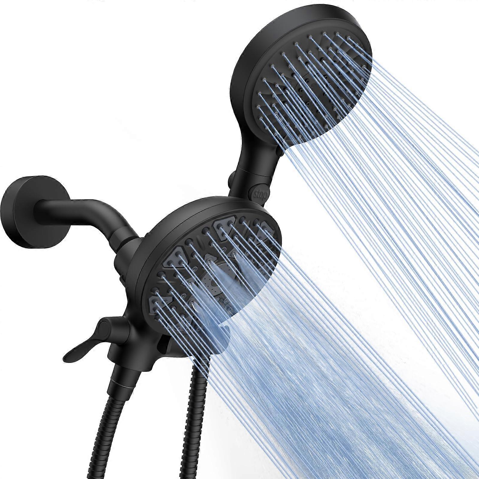 Double Hand Shower Head Combination: Dual Rain Shower Head And Handheld Shower, 6-Setting, Separate Or Together