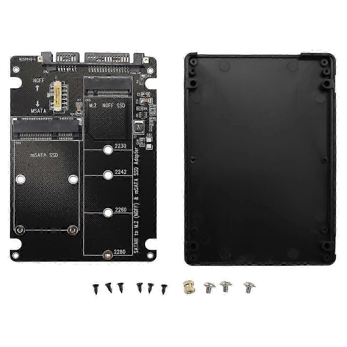 NGFF to SATA Serial Adapter MSATA to SATA3.0 Dual Purpose 2-In-1 Adapter Box Sub Internal and Exter