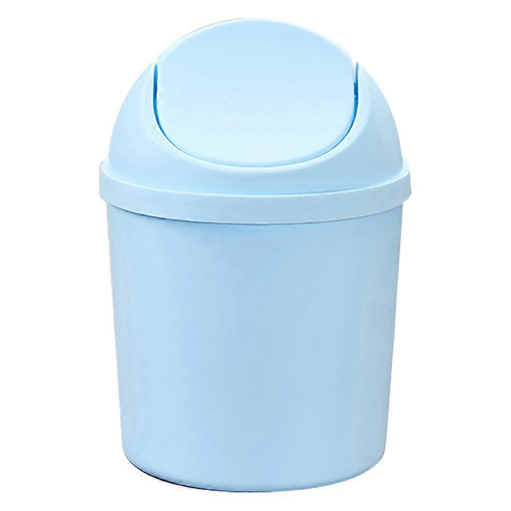 Plastic Mini Wastebasket Trash Can with Swing Lid Tiny Desktop Waste Garbage Bin
