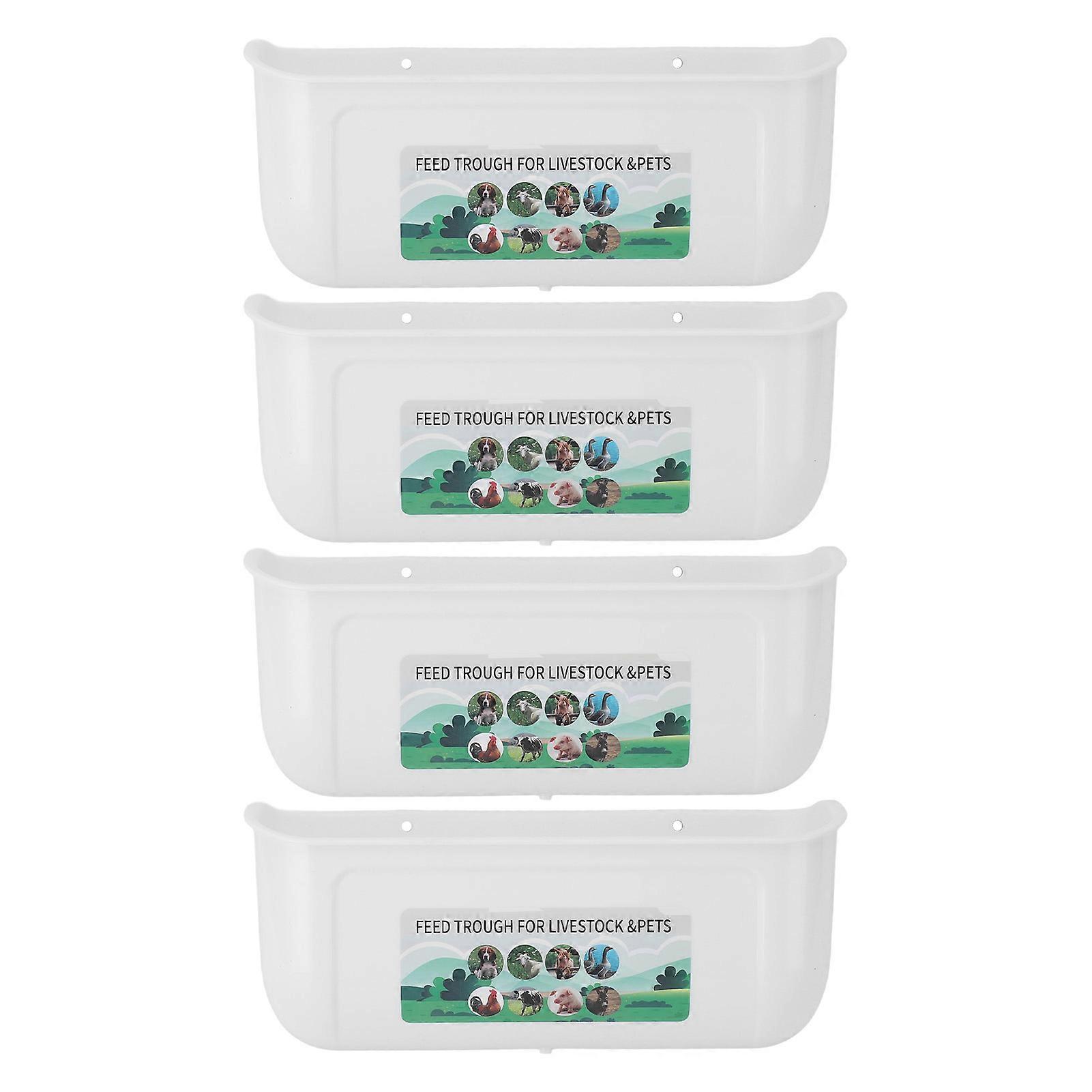 4pcs Large Chicken Feeder Feed Trough with Clips Hanging Fence Feeders for Goat Duck Goose Livestock Feeding Container Waterer Bucket
