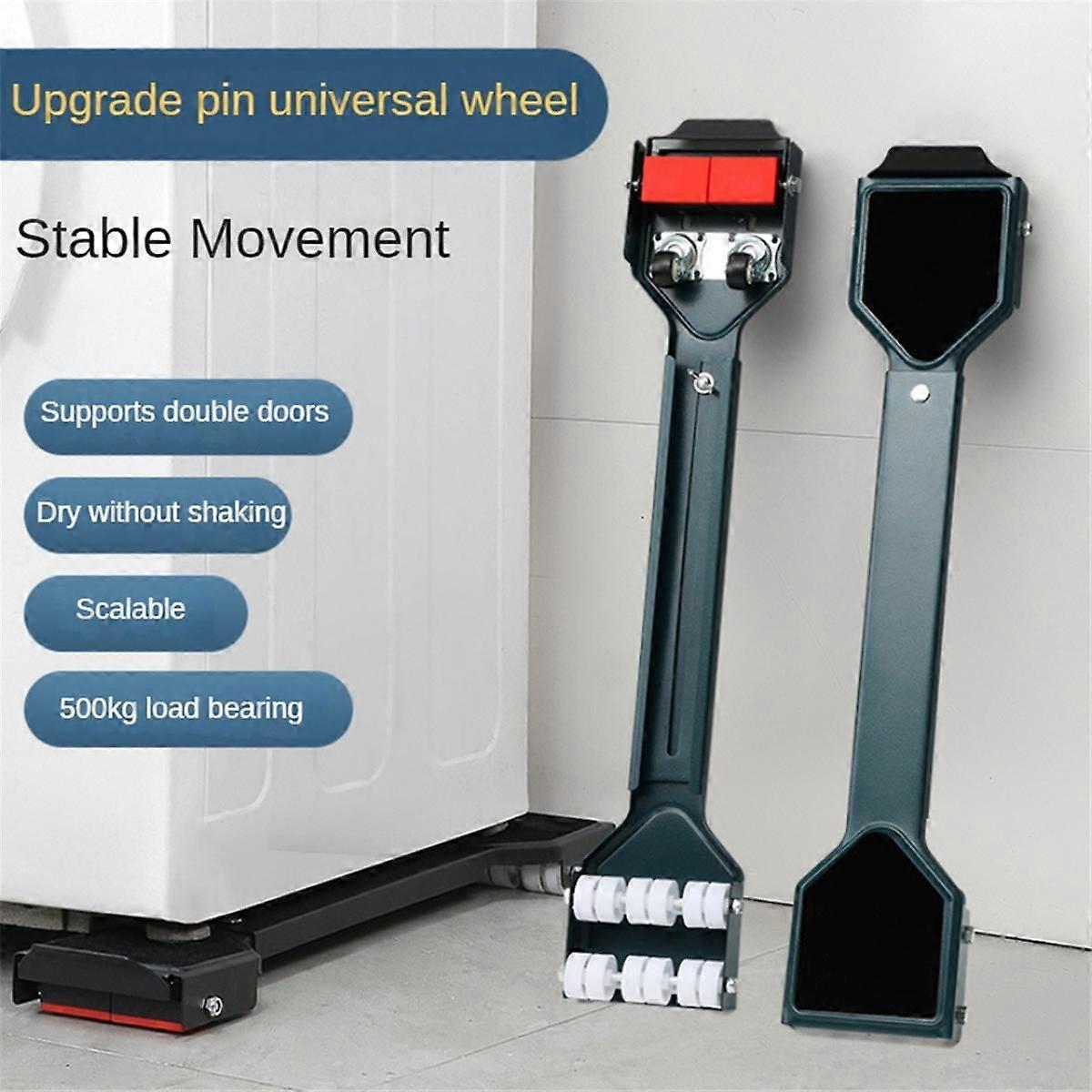 360 Universal Mobile Rollers Extendable Furniture Cart Moving Washing Machine Base for Refrigerators, Dryers,White
