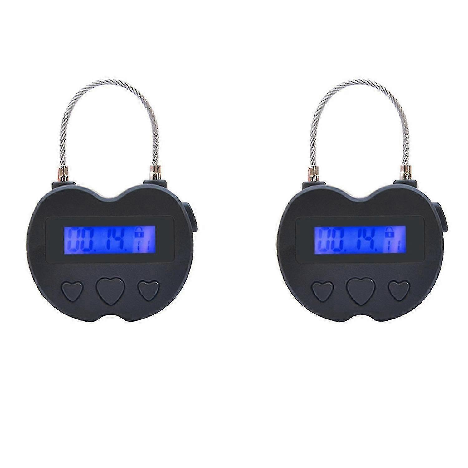 2X Smart Time Lock Lcd Time Lock USB Wiederaufladbares temporäres Timer-Vorhängeschloss Reiseelektronik