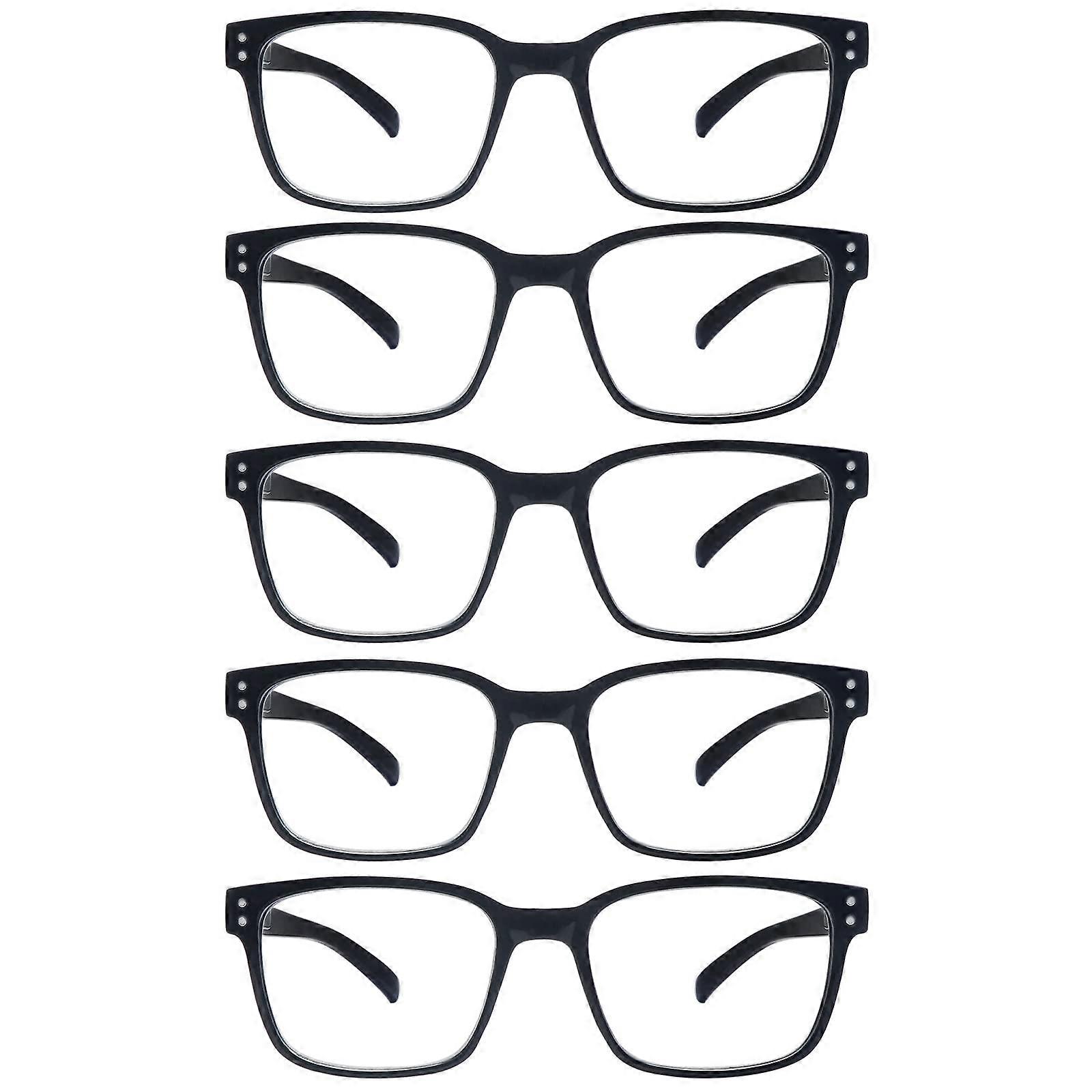 Blue Light Blocking Reading Glasses for Men Women, 5 Pack Square Frame Spring Hinge, 2.5 Power, Black Color