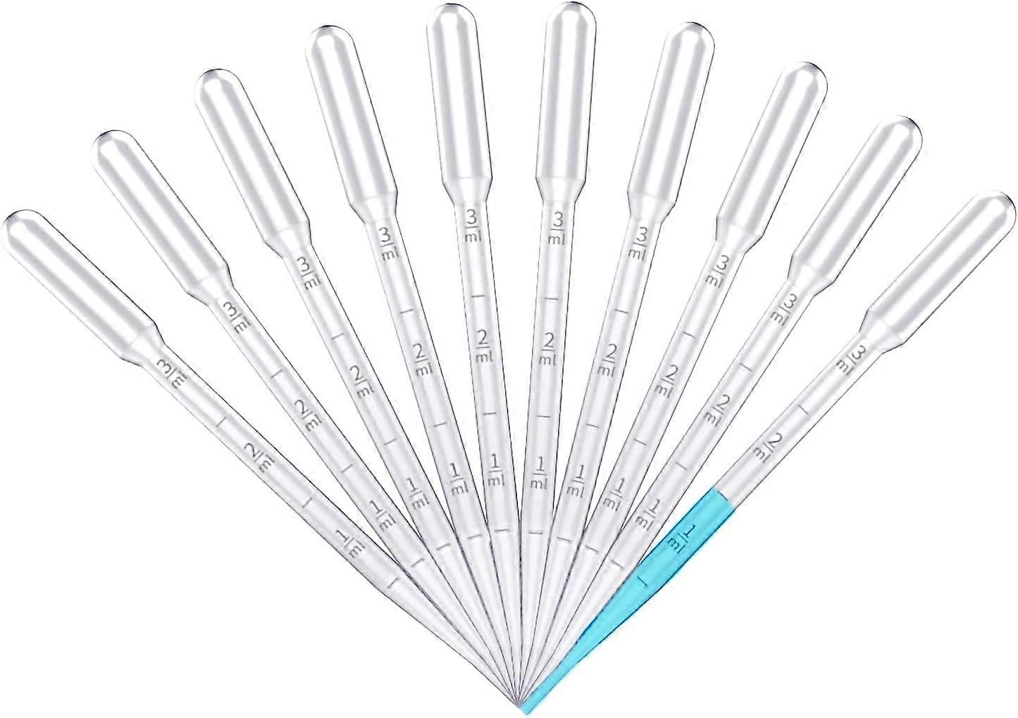 Pack of 100 Pipettes Dropper Plastic Transfer Pipette 3 ml Measuring Pipette for Lab Experiment Acrylic Paints Drawing Makeup Tools