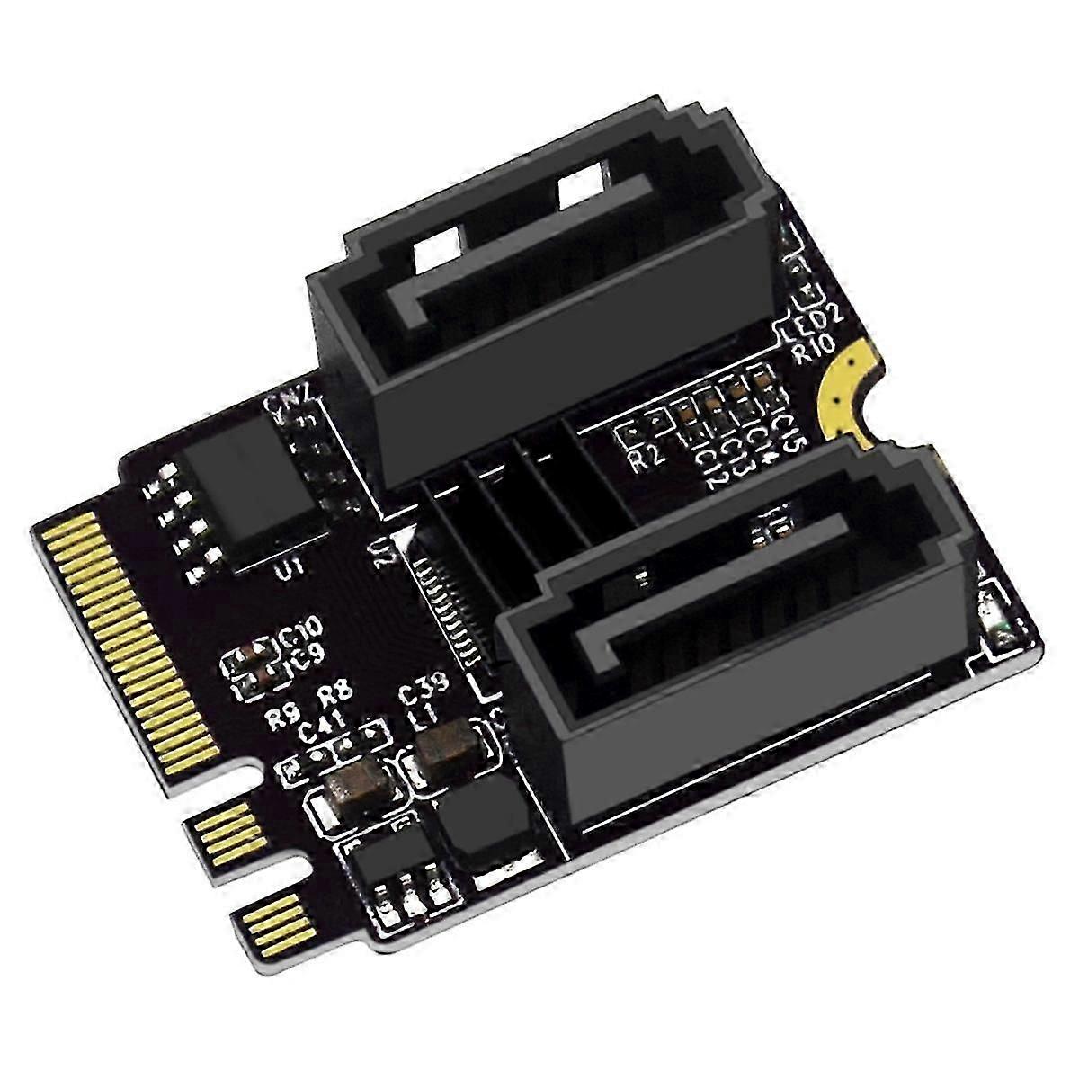 Riser Card M.2 (A+E Key) to 2-Port SATA3.0 Expansion Card Key A+E Wifi M.2 to SATA Hard Disk Adapte