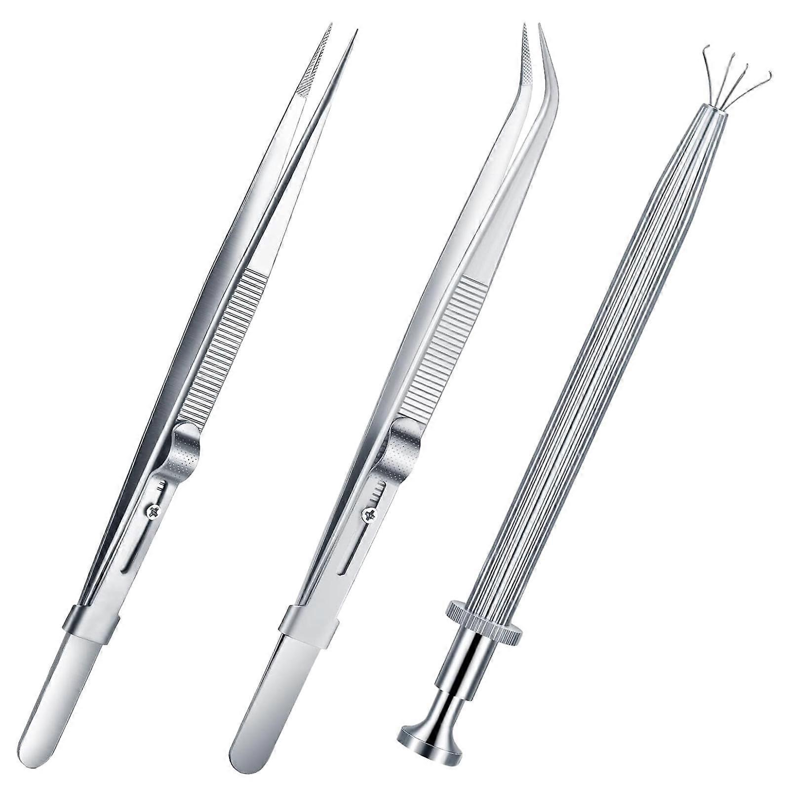 3 Pieces Jewelry Claw Tweezers Pick up Tool for Electronics Soldering Craft