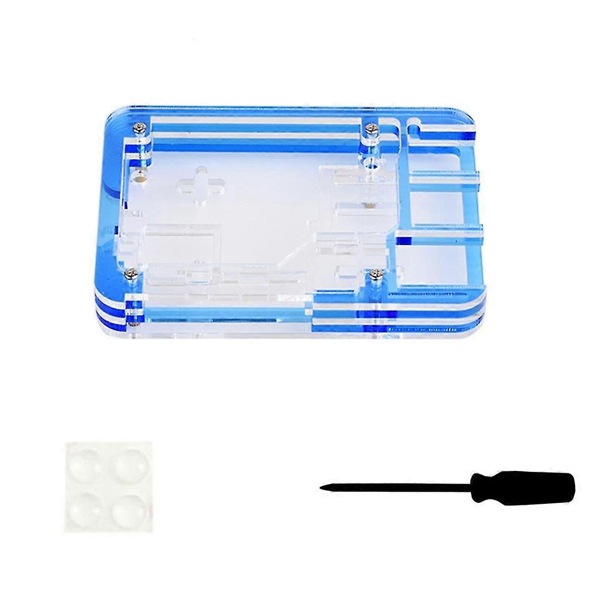 Custodia in acrilico per 5 custodie in acrilico trasparente + blu che supportano l'installazione del dissipatore di calore ufficiale