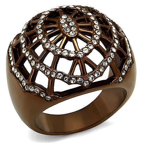 Anello in acciaio inossidabile GRD Crystal Clear TK2772 per le donne stile caffè