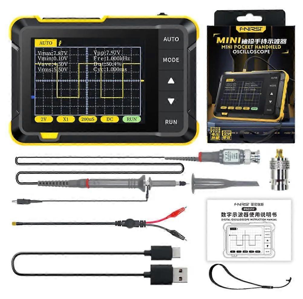 DSO152 Mini Handheld Oscilloscope, 2.8” TFT Display, 200KHz Bandwidth, 2.5MS/s Sampling Rate, Auto/Nomal/Single Trigger Function