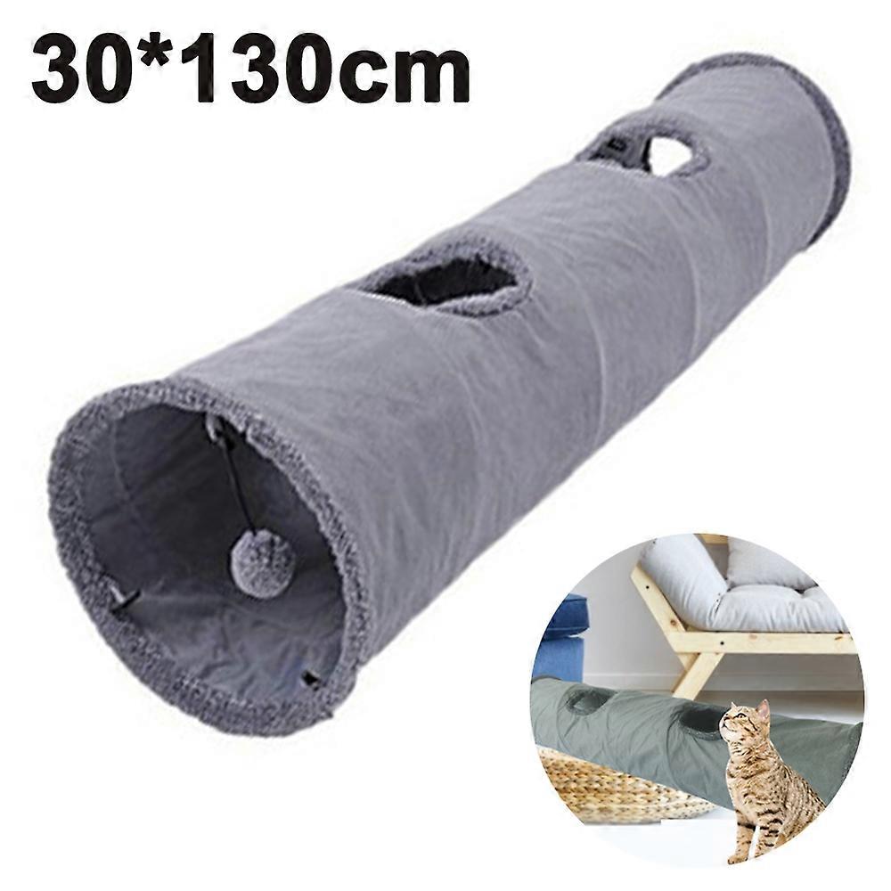 Collapsible Cat Tunnel,Durable Suede Pet Toys Play Tunnel With Ball And Hole,For Cats,Rabbits,Kittens,Puppy And Small Pets