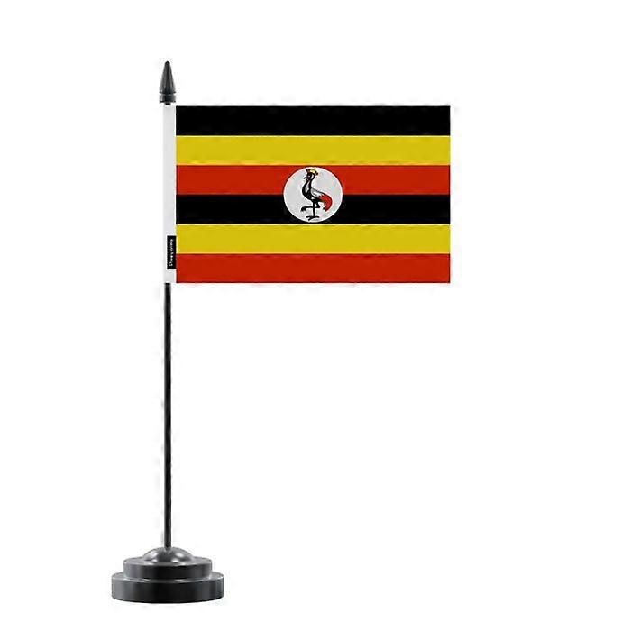 Table Flag of Uganda – 14 x 21 cm – Polyester – Black Plastic Base